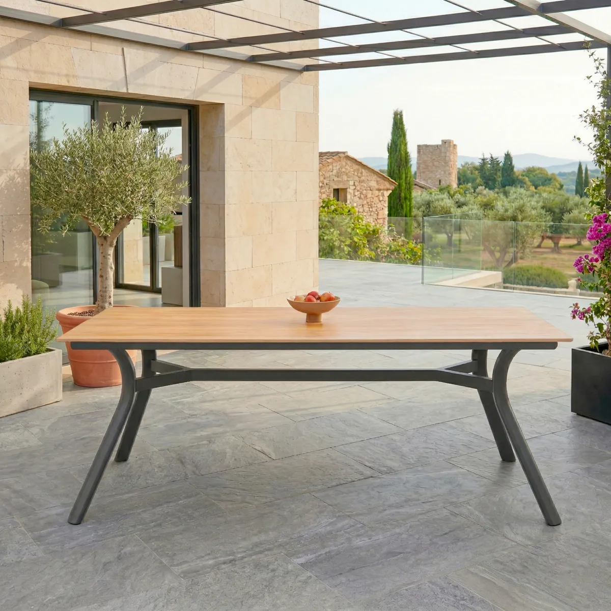 Mesa de jardín en aluminio  8 lugares (200 x 90 cm) Amalfi - Gris antracita