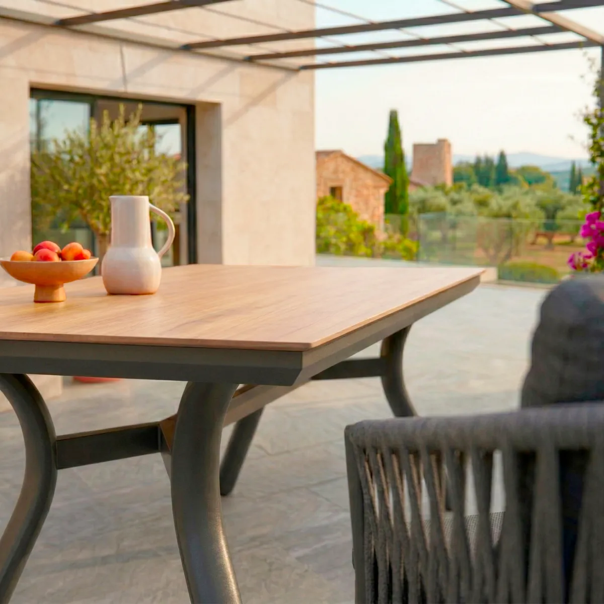 Mesa de jardín en aluminio  8 lugares (200 x 90 cm) Amalfi - Gris antracita