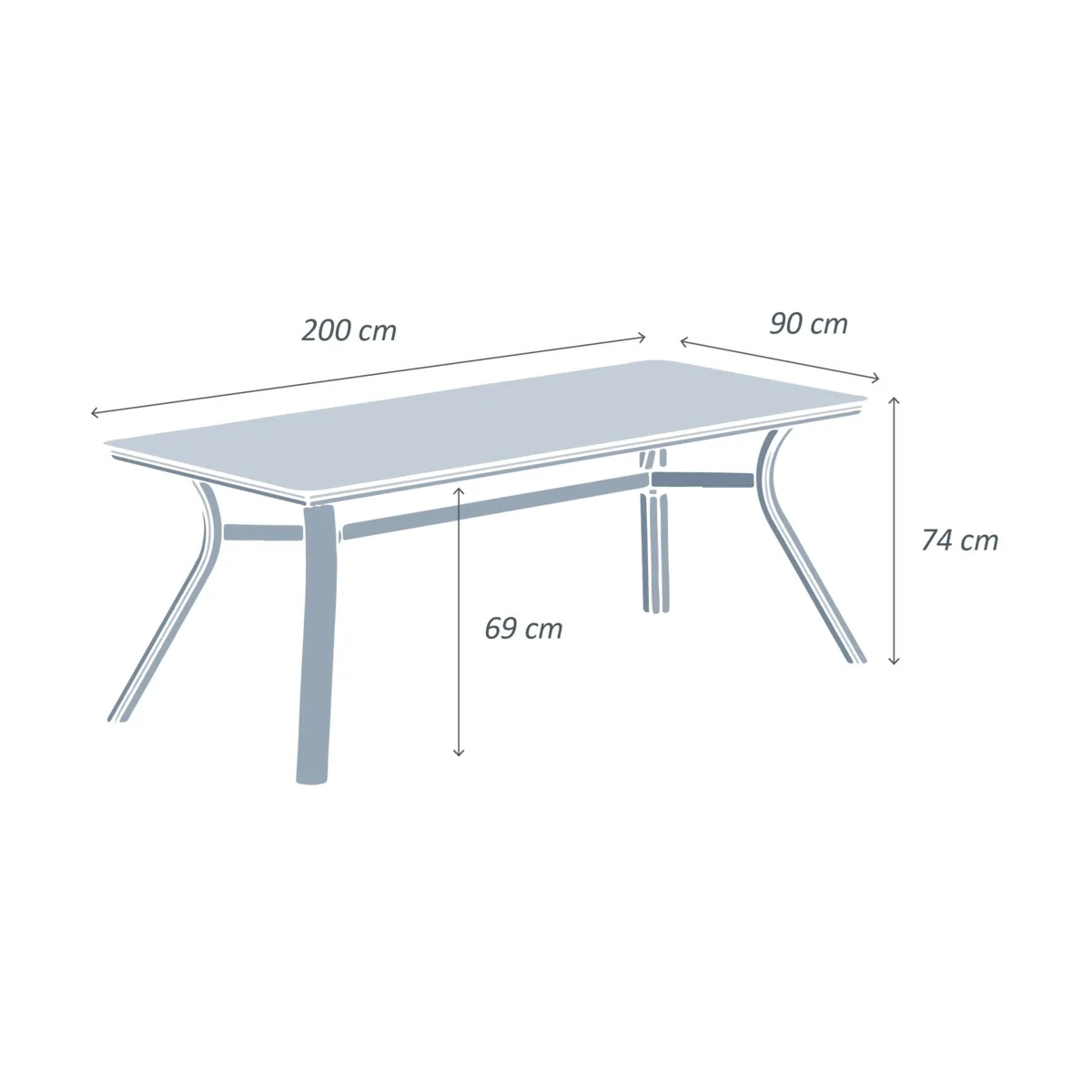 Table de jardin en aluminium 8 places (200 x 90 cm) Amalfi Gris anthracite et bois