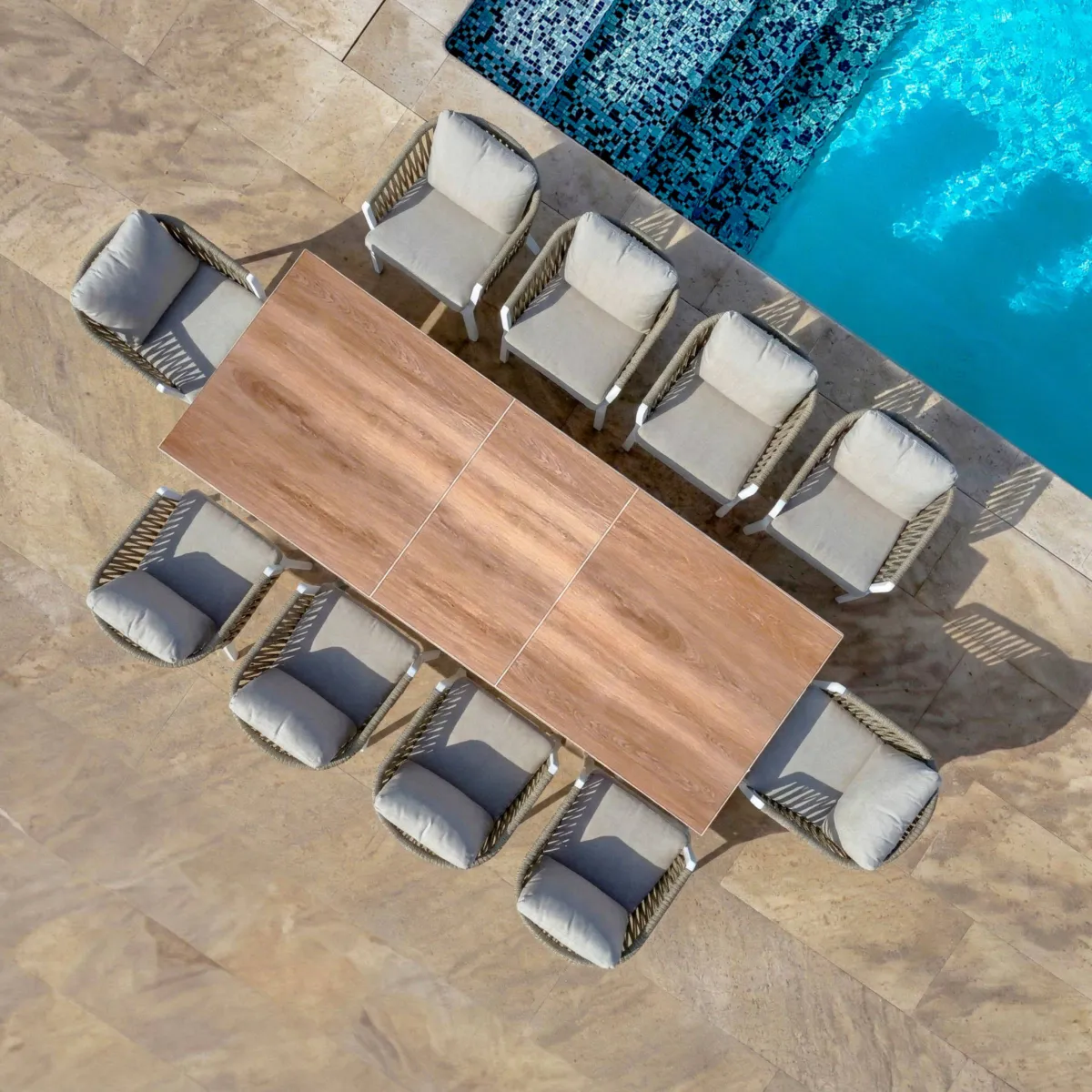 Mesa de jardín extensible en aluminio  10 lugares (260 x 96 cm) Amalfi - Blanco