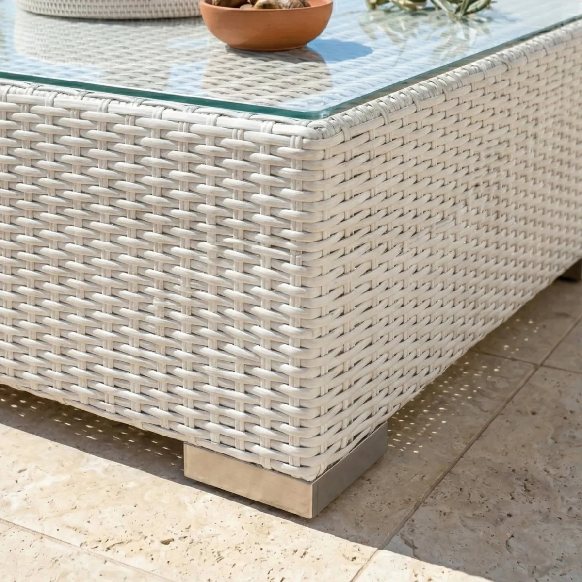 Tavolino rettangolare polyrattan Palma - Bianco
