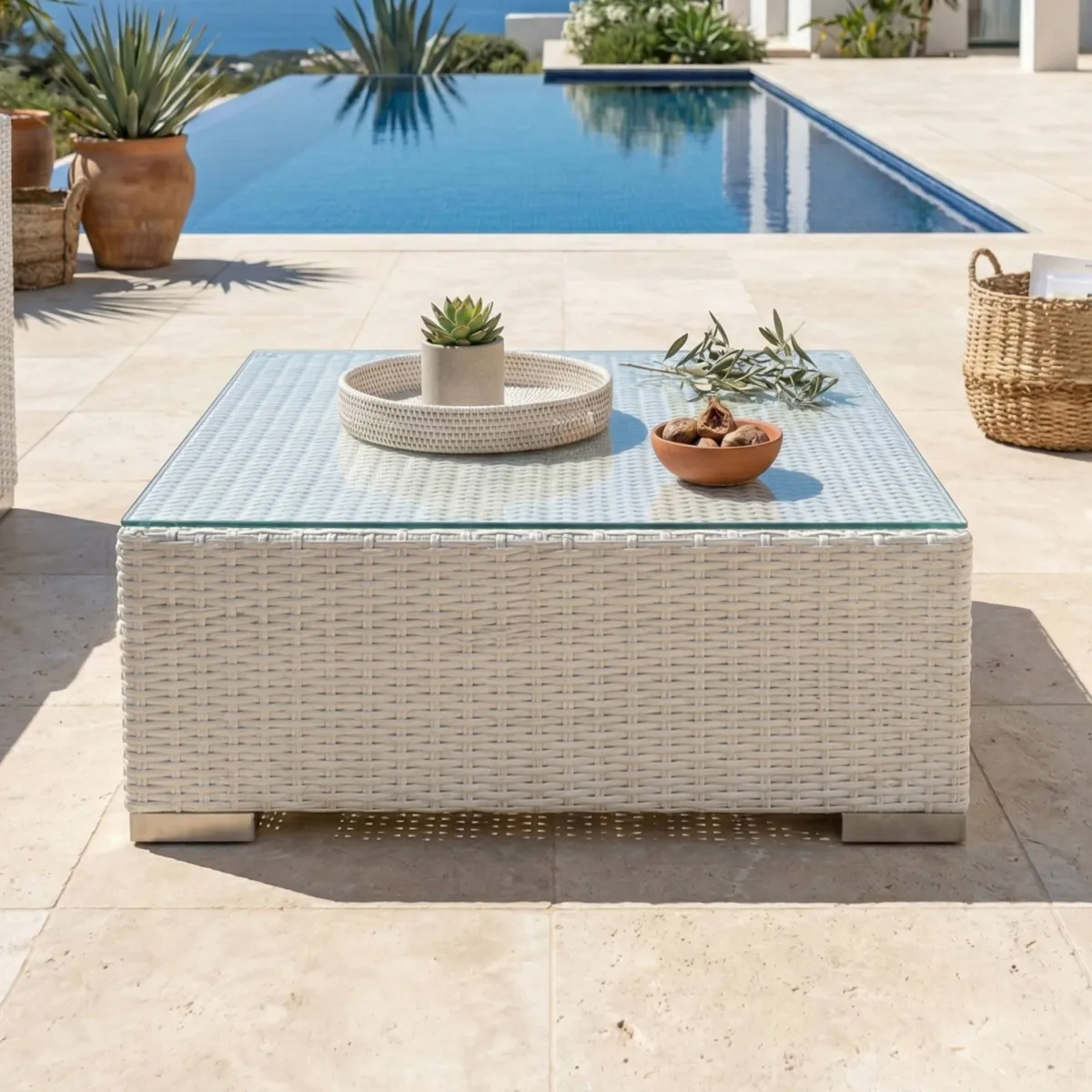Table basse de jardin carrée Palma - Blanc