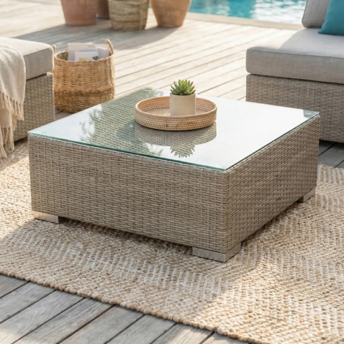 Salotto da giardino in resina intrecciata 2 posti 3 pezzi Palma Grigio e antracite