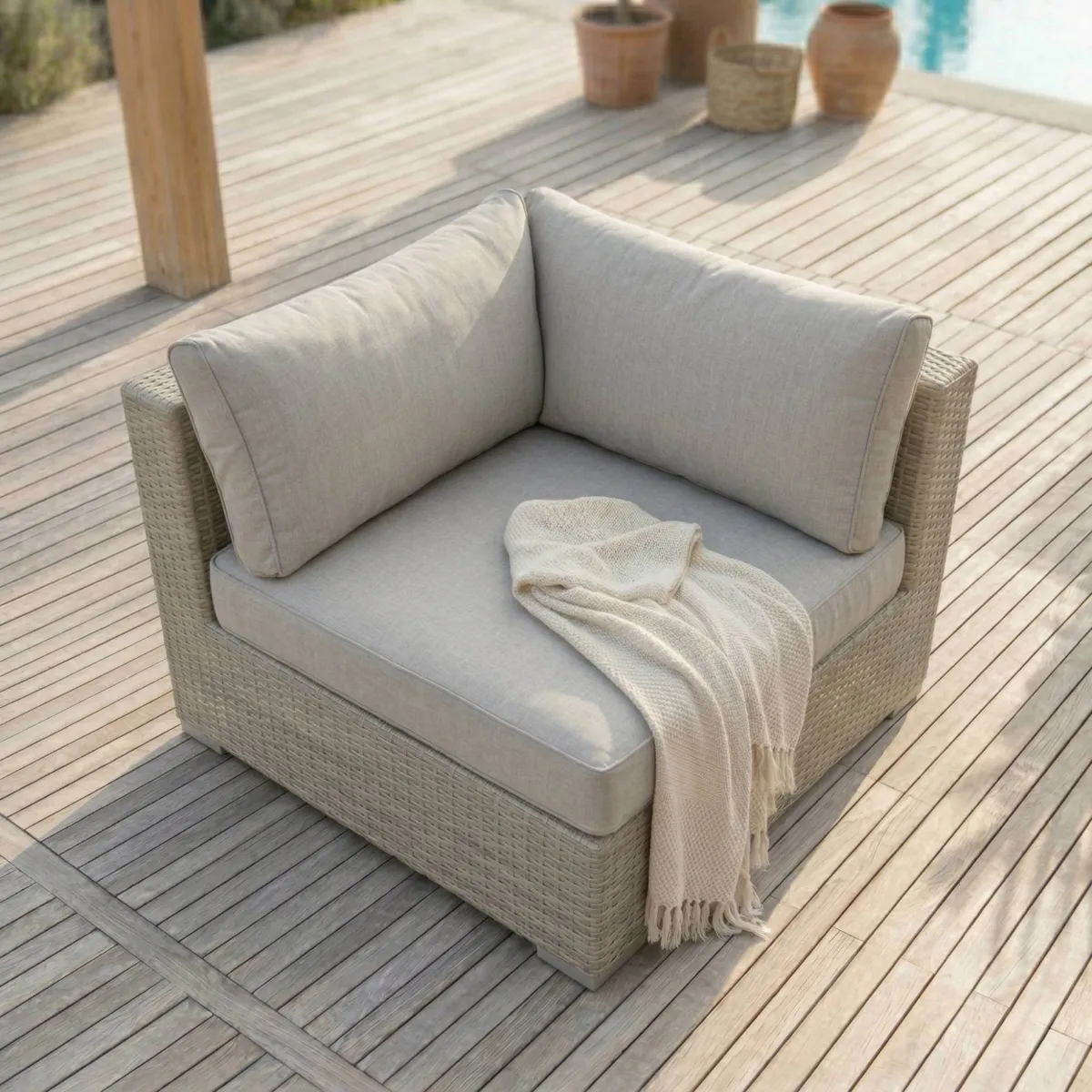 Salon de jardin en résine tressée 5 places 6 pcs Palma Gris et taupe