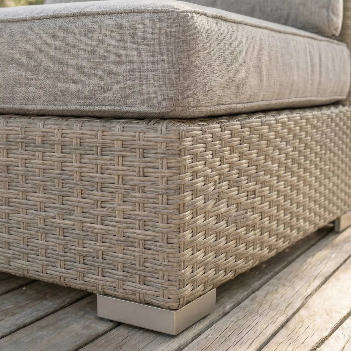 Salon de jardin en résine tressée 5 places 6 pcs Palma Gris et taupe