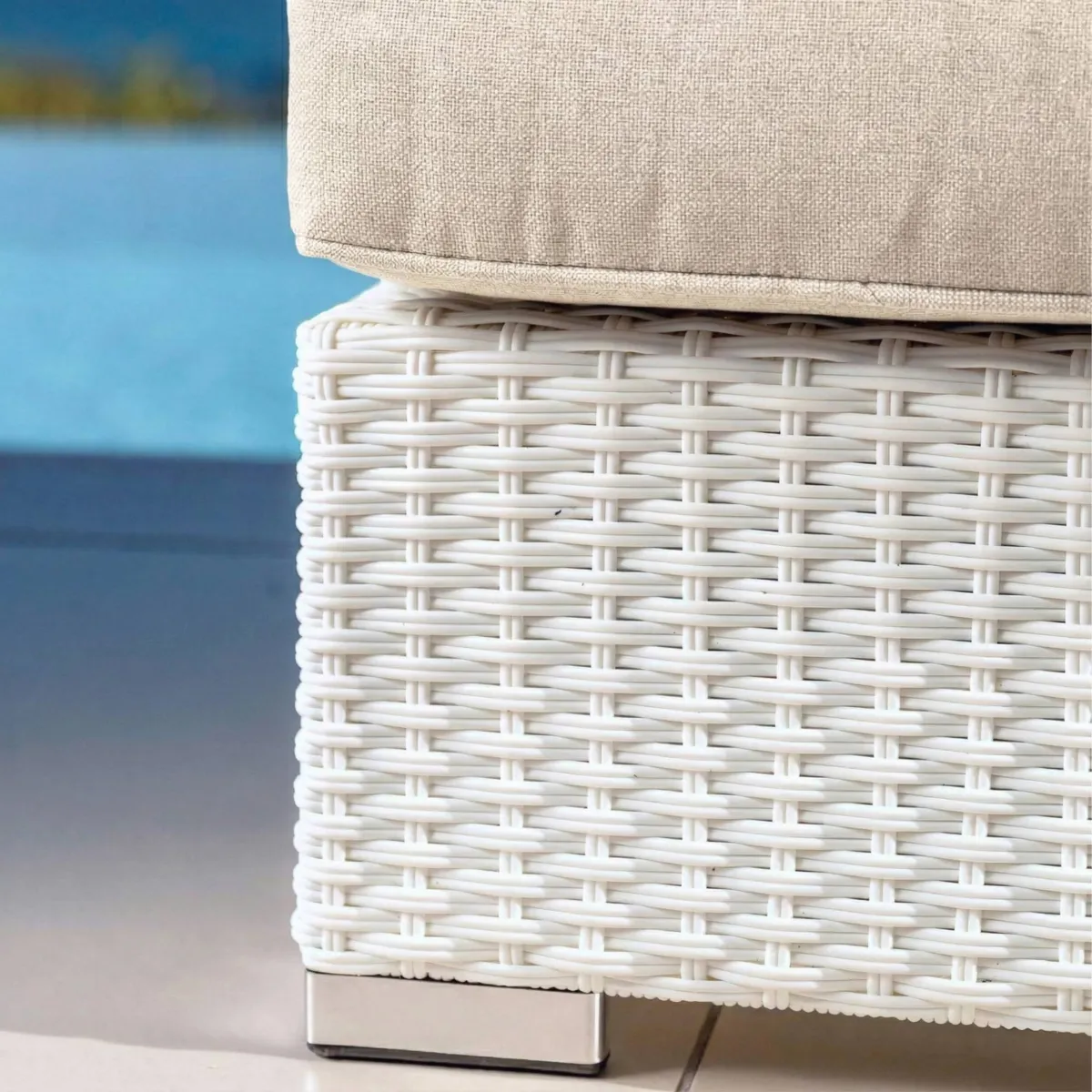 Poltrona da giardino in resina intrecciata Palma Bianco e beige