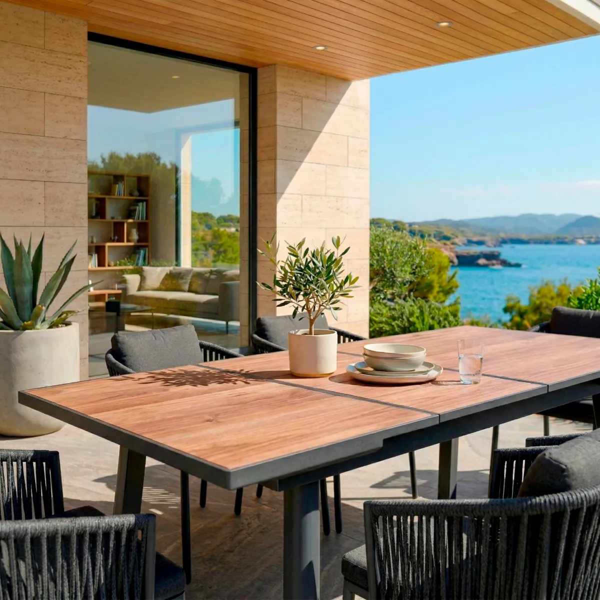 Mesa de jardín extensible en aluminio  10 lugares (260 x 96 cm) Amalfi - Gris antracita