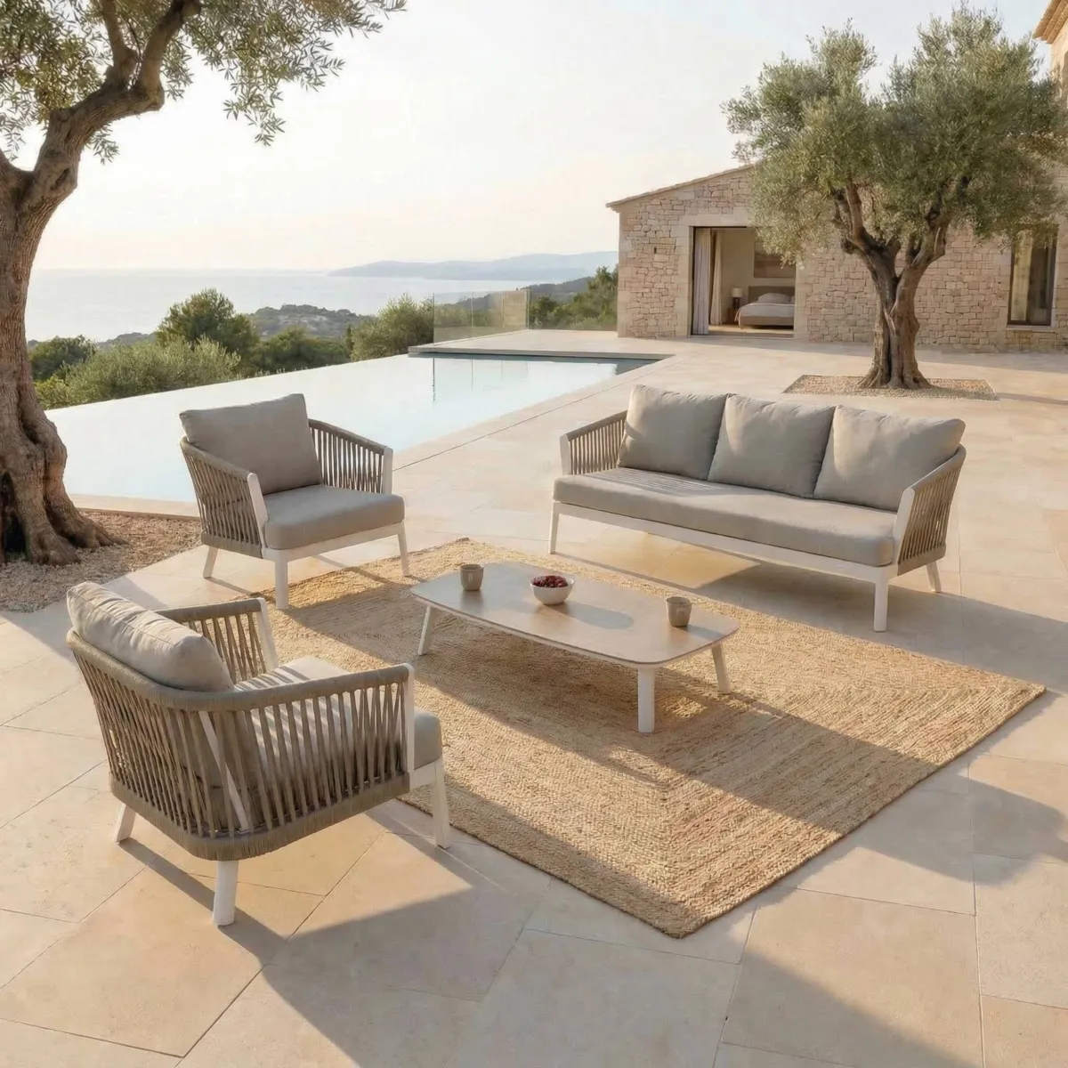 Set di mobili da giardino Amalfi Bianco 5 posti