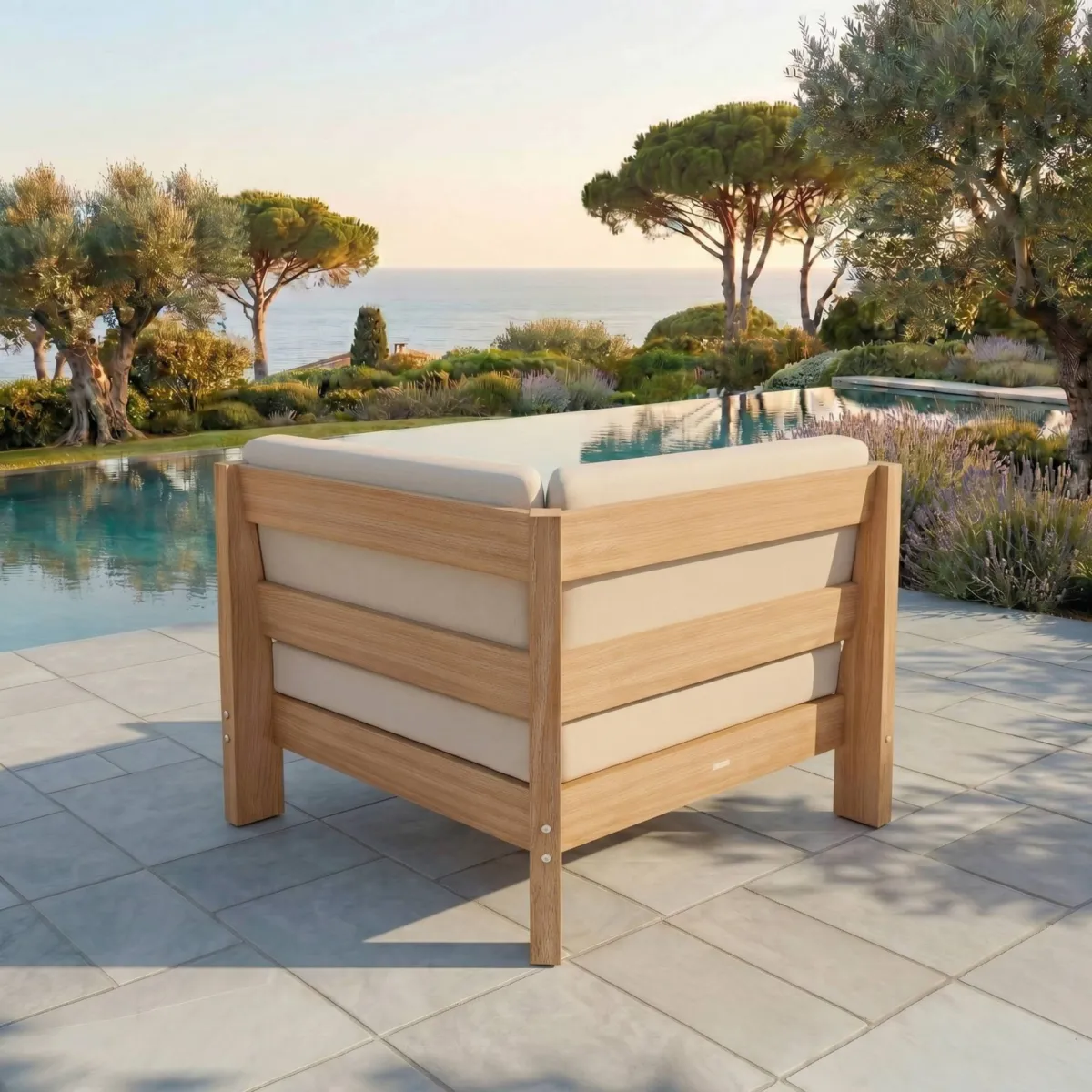 Poltrona da giardino angolare legno di acacia Bornéo Sabbia