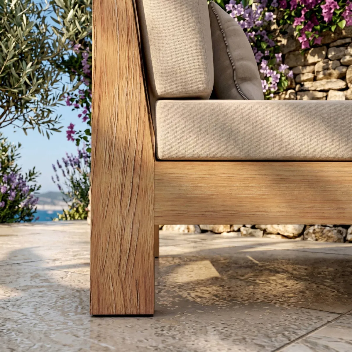 Fauteuil d'angle de jardin bois d'acacia Bornéo Sable