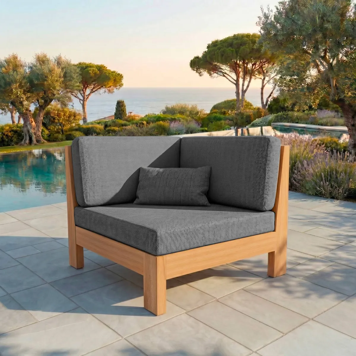 Divano da giardino ad angolo Bornéo - Grigio antracite