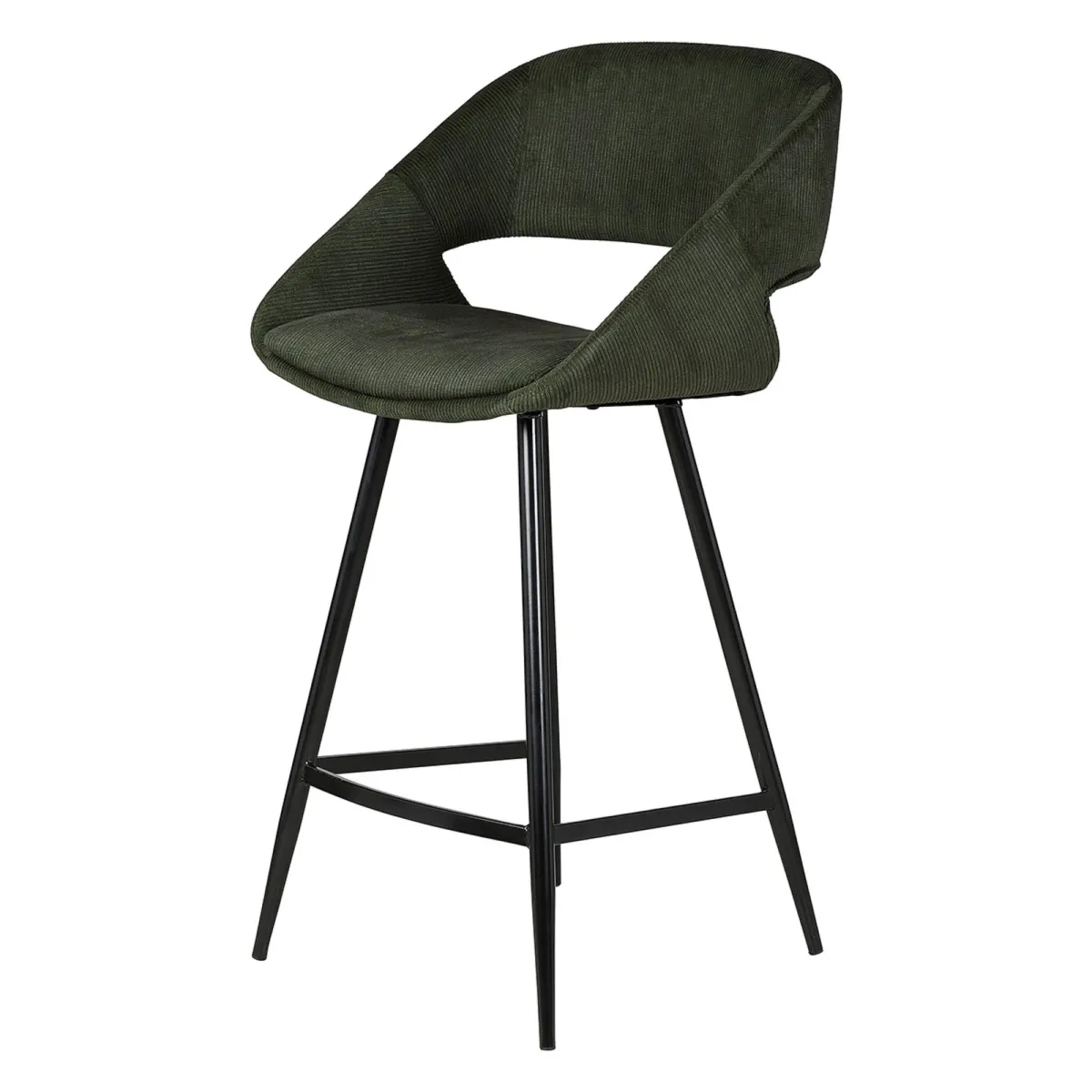 Lot de 2 chaises îlot central avec dossier velours côtelé (Assise 68cm) Kosmo Vert foncé