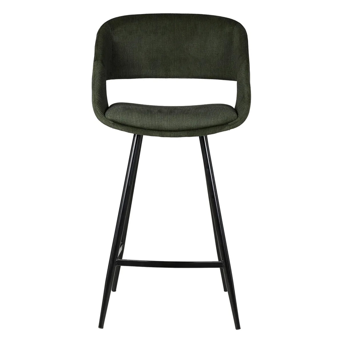 Lot de 2 chaises îlot central avec dossier velours côtelé (Assise 68cm) Kosmo Vert foncé