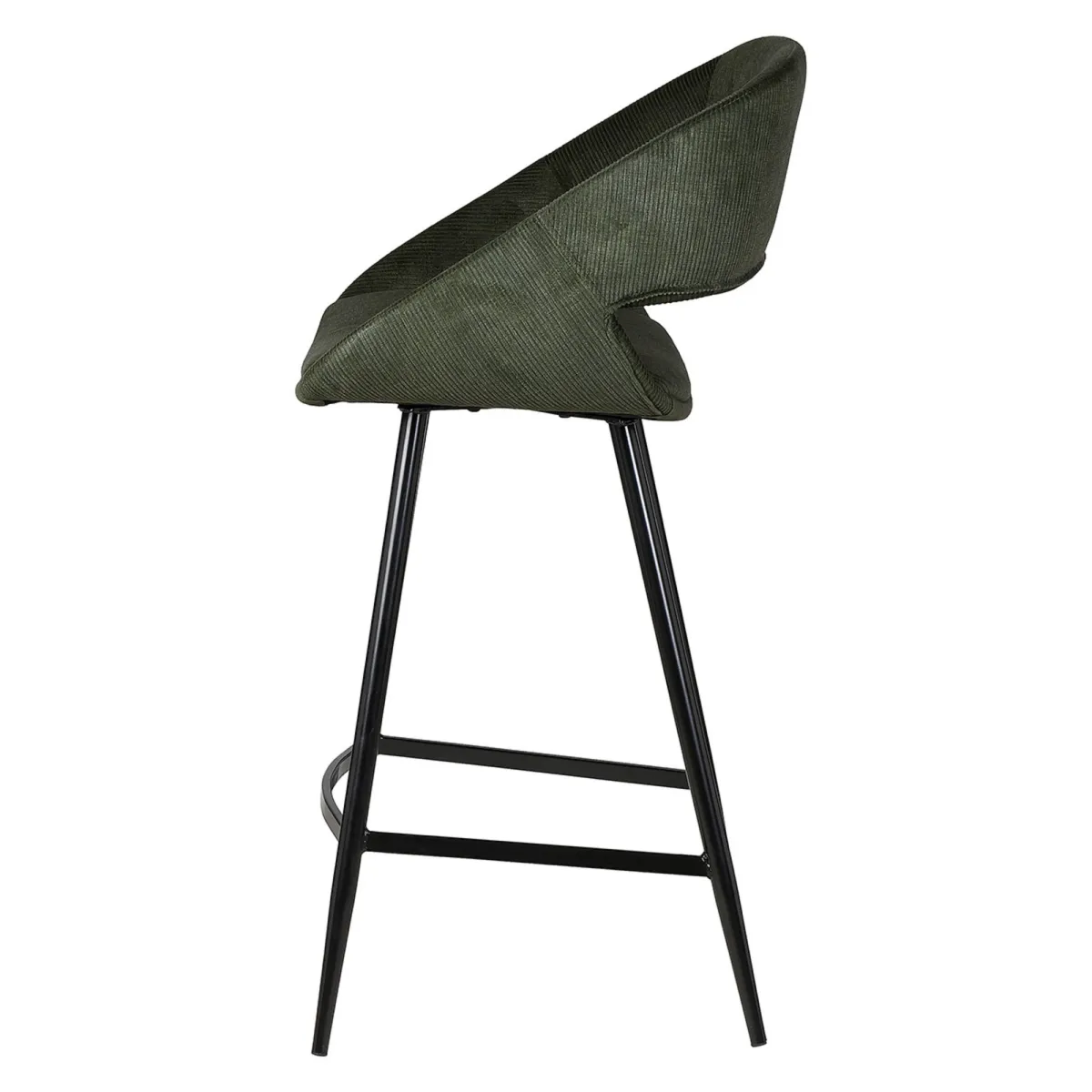 Set di 2 sedie per isola centrale con schienale in velluto a coste (Altezza seduta 68cm) Kosmo Verde scuro