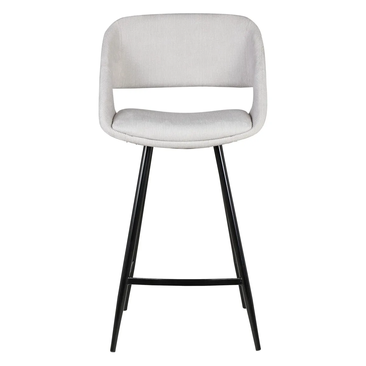 Set di 2 sedie per isola centrale con schienale in velluto a coste (Altezza seduta 68cm) Kosmo Ecru