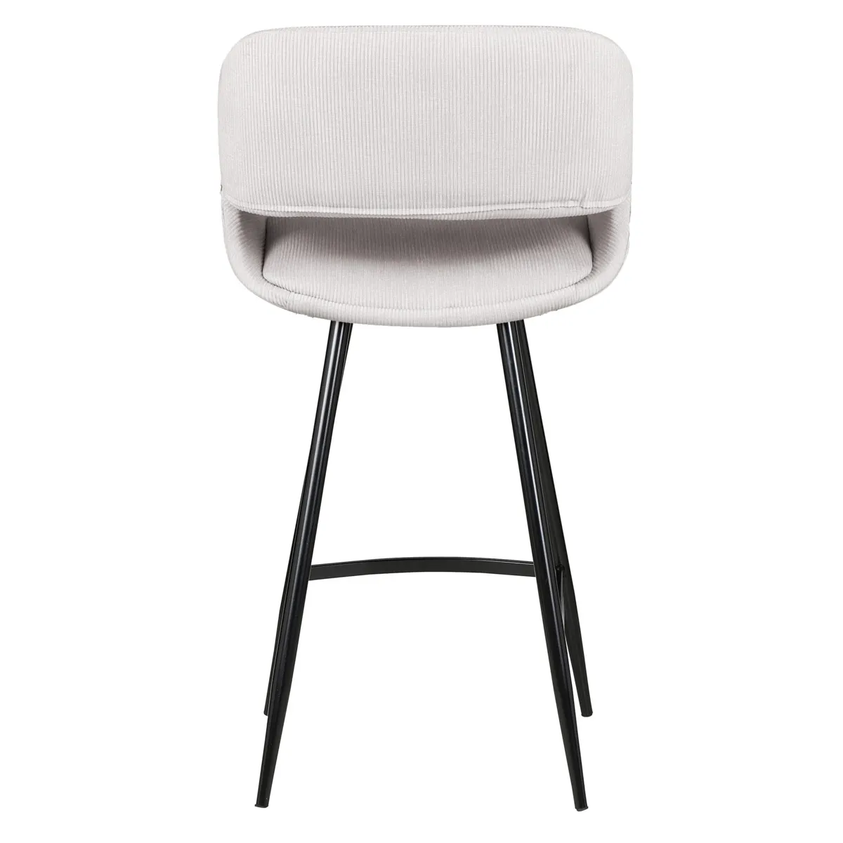 Set di 2 sedie per isola centrale con schienale in velluto a coste (Altezza seduta 68cm) Kosmo Ecru
