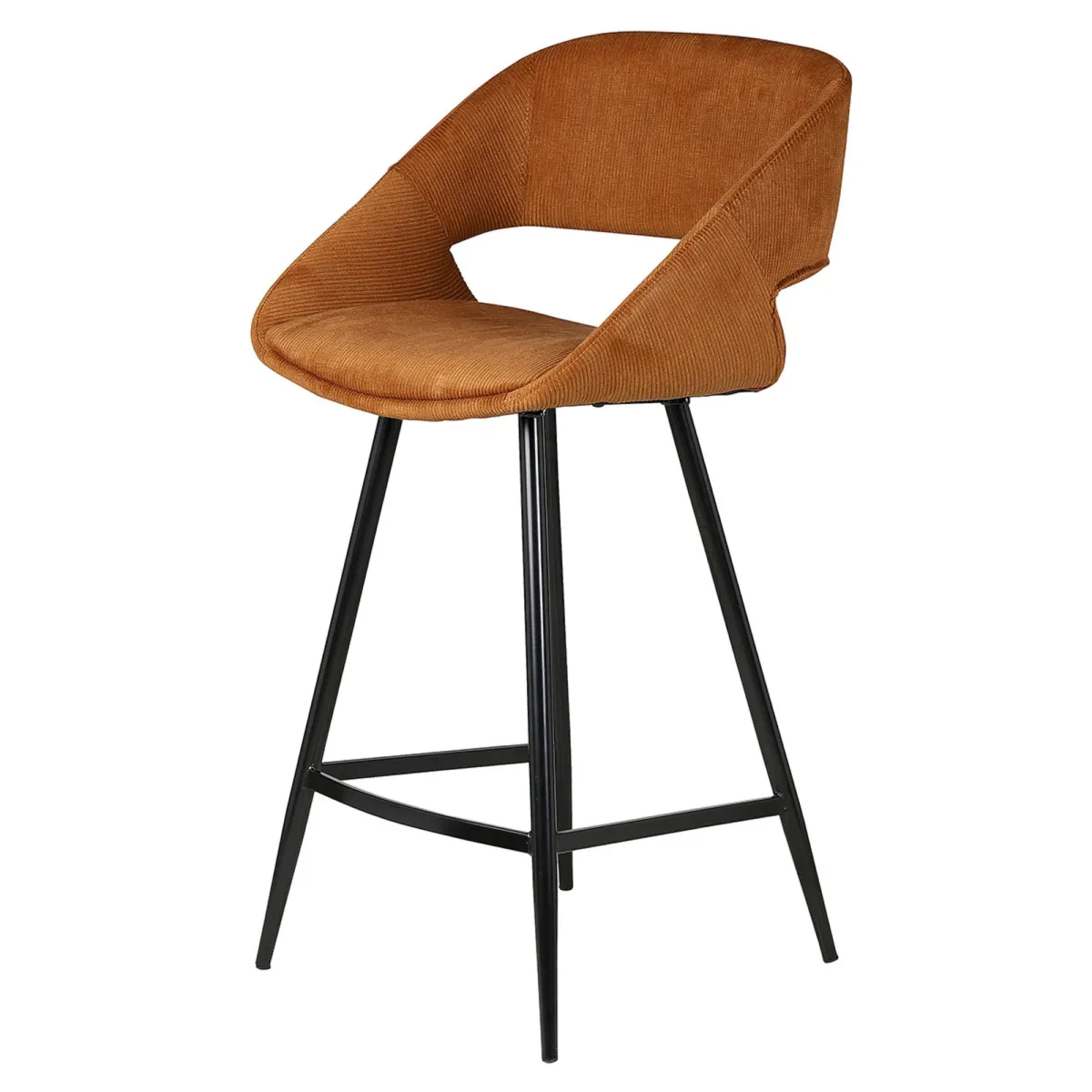 Set di 2 sedie per isola centrale con schienale in velluto a coste (Altezza seduta 68cm) Kosmo Cognac