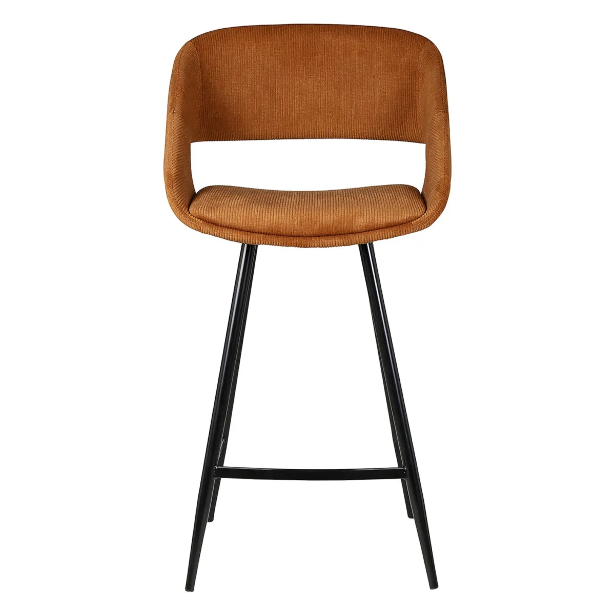 Set di 2 sedie per isola centrale con schienale in velluto a coste (Altezza seduta 68cm) Kosmo Cognac