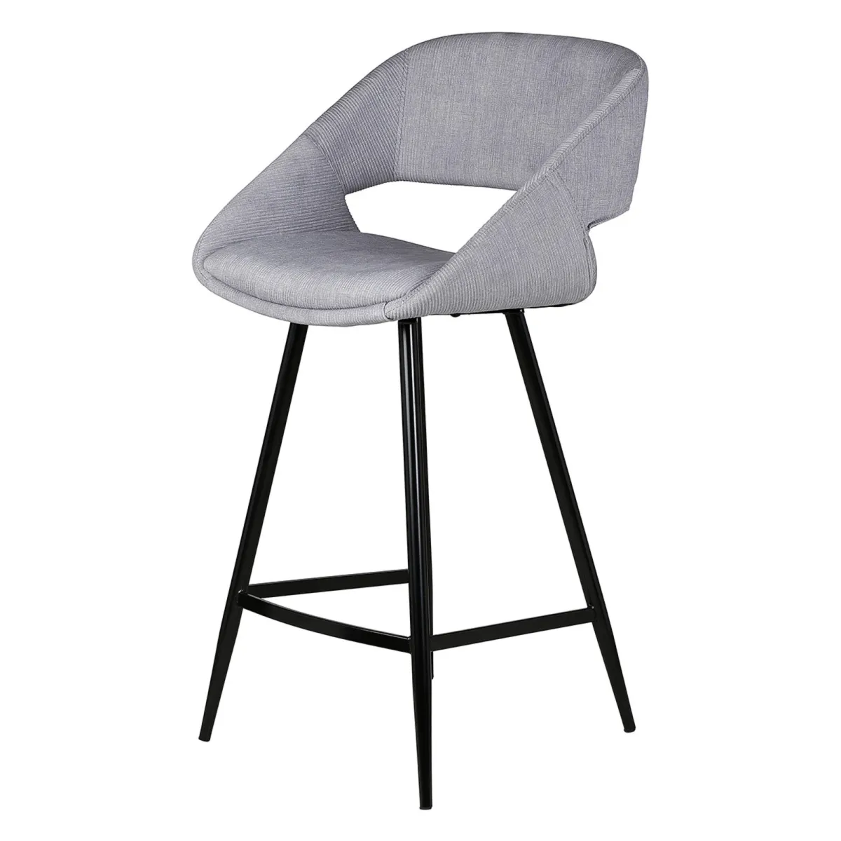 Set di 2 sedie per isola centrale con schienale in velluto a coste (Altezza seduta 68cm) Kosmo Grigio chiaro