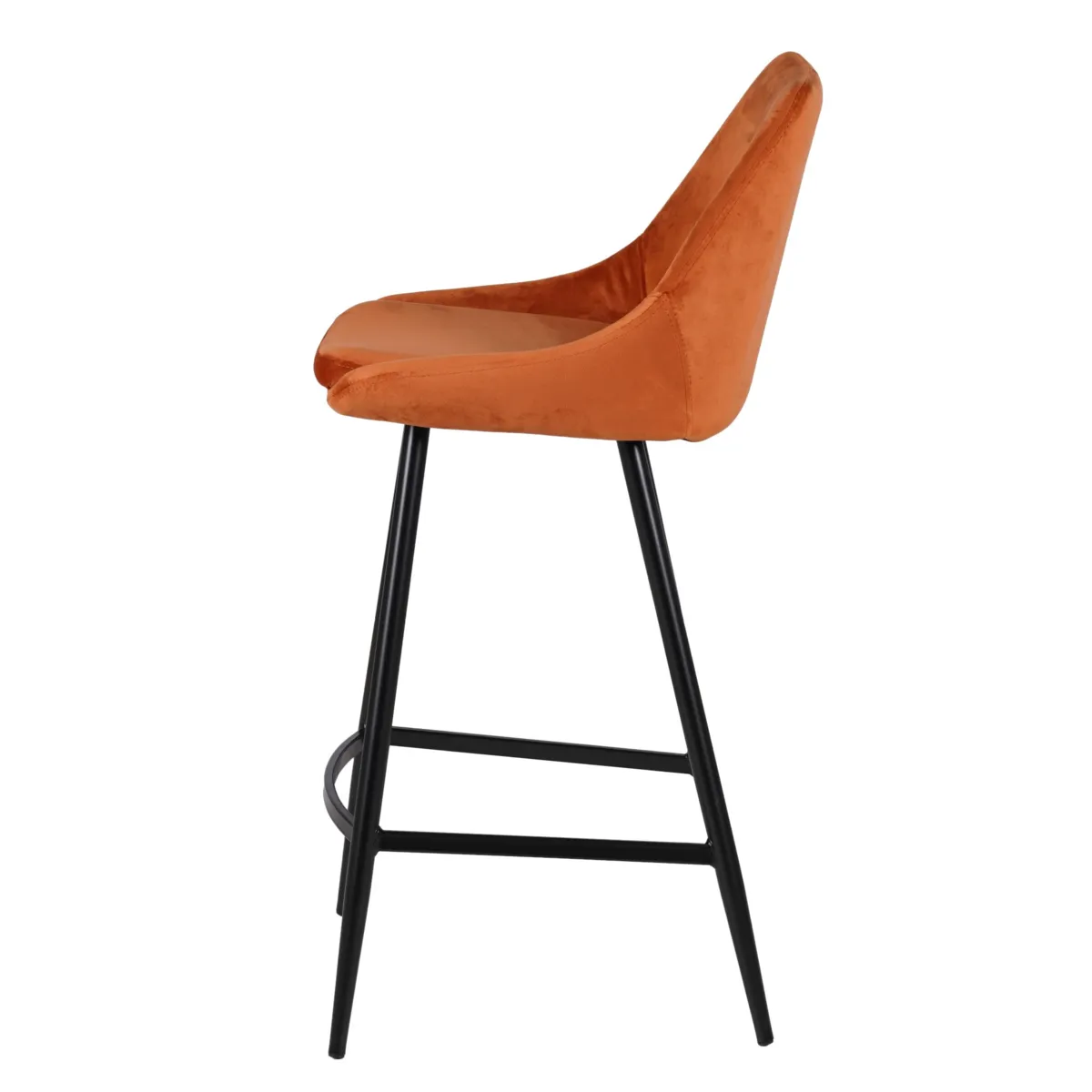 Set di 2 sgabelli da bar con schienale in velluto (Altezza seduta 75cm) Juno Cognac