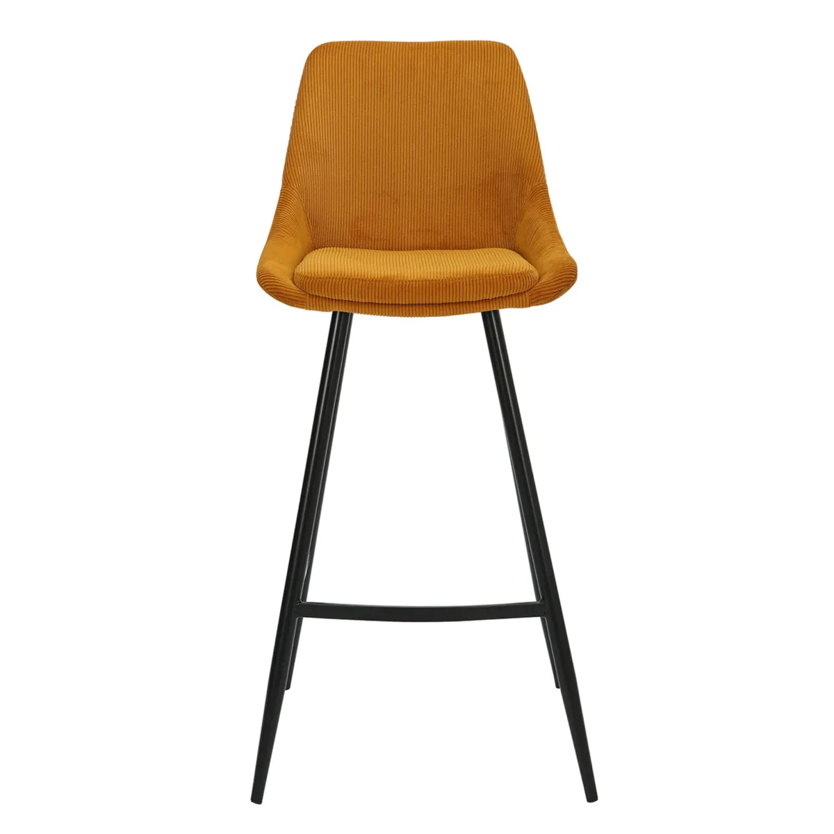 Set di 2 sgabelli da bar con schienale in velluto a coste (Altezza seduta 75cm) Juno Giallo curry