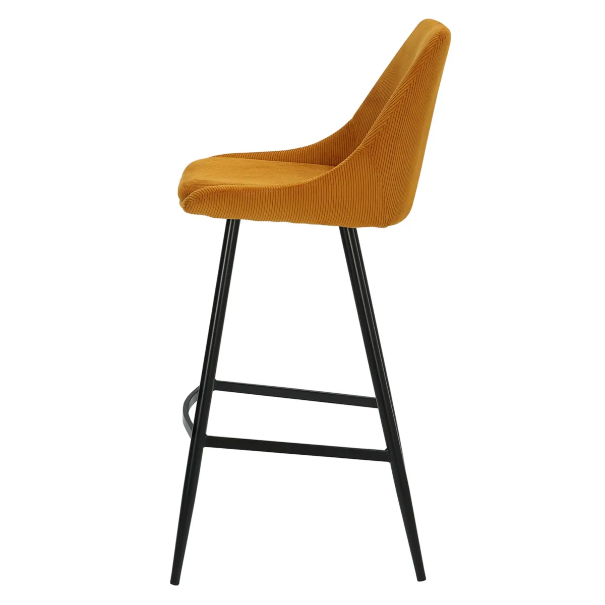 Set di 2 sgabelli da bar con schienale in velluto a coste (Altezza seduta 75cm) Juno Giallo curry