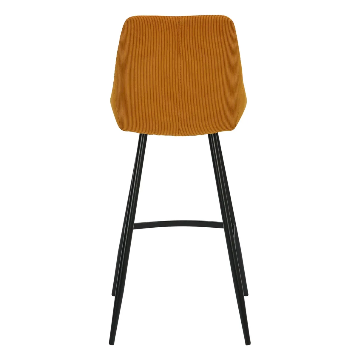 Lot de 2 chaises de bar avec dossier velours côtelé (Assise 75cm) Juno Jaune curry