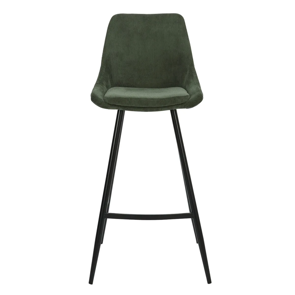 Set di 2 sgabelli da bar con schienale in velluto a coste (Altezza seduta 75cm) Juno Verde pino