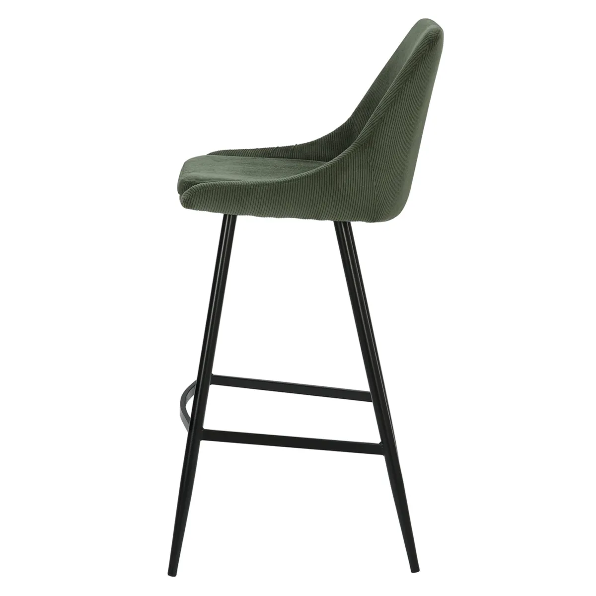 Set di 2 sgabelli da bar con schienale in velluto a coste (Altezza seduta 75cm) Juno Verde pino