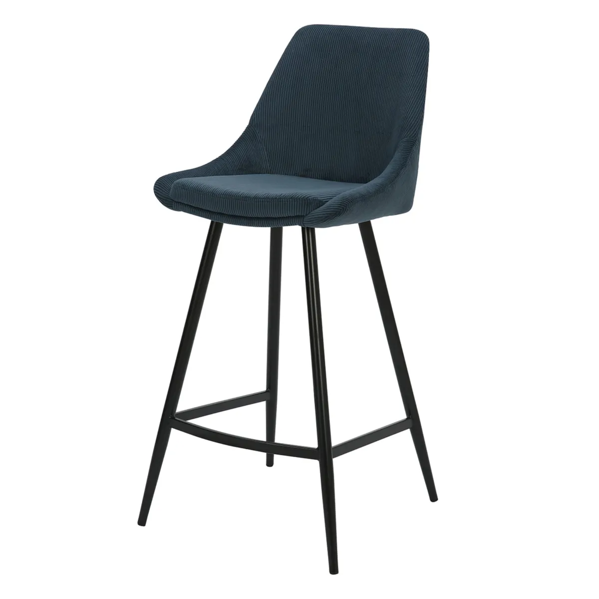 Set di 2 sgabelli per isola centrale con schienale in velluto a coste (Altezza seduta 67cm) Juno Blu