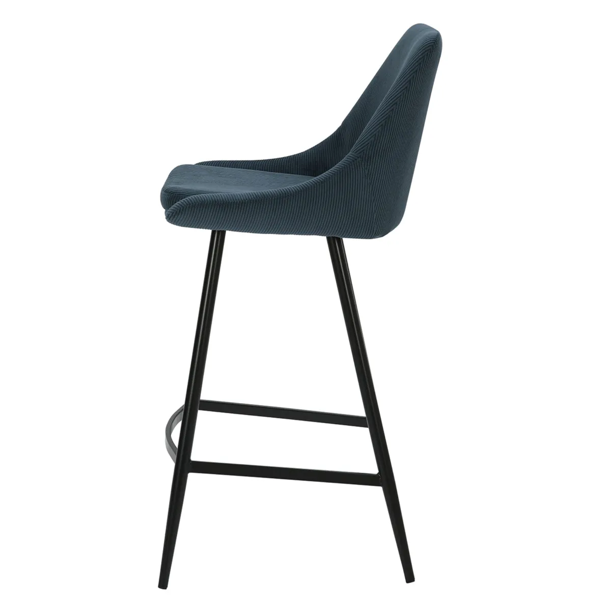 Set di 2 sgabelli per isola centrale con schienale in velluto a coste (Altezza seduta 67cm) Juno Blu