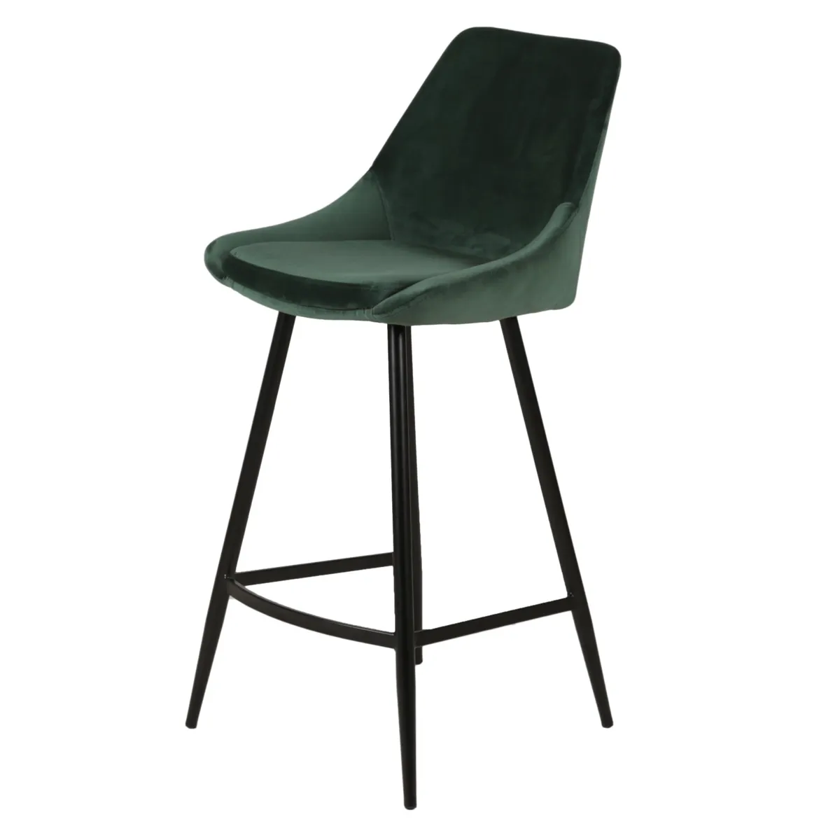 Lot de 2 chaises îlot central avec dossier velours (Assise 67cm) Juno Vert foncé