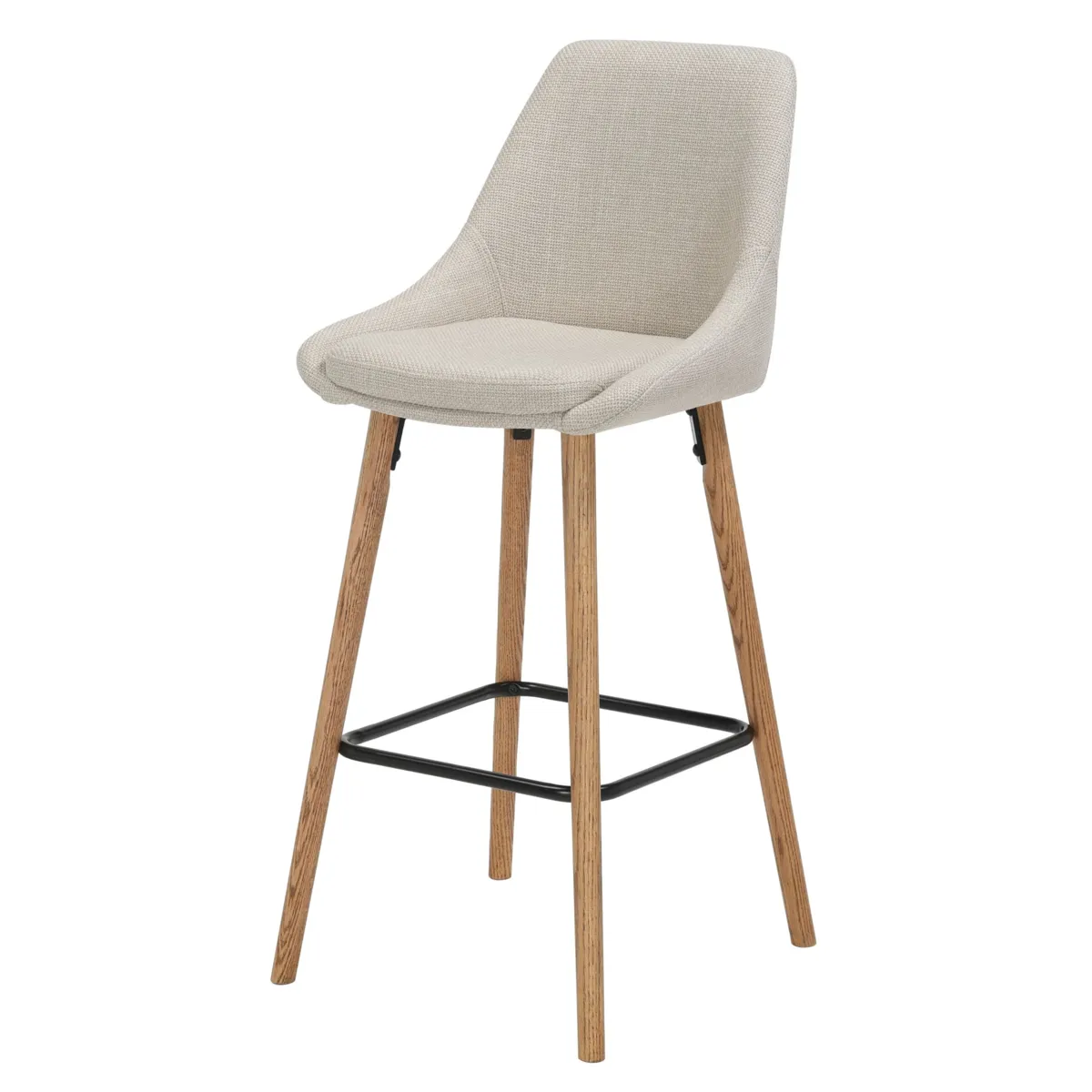 Set di 2 sedie per isola centrale con schienale in tessuto (Altezza seduta 67cm) Juno Crema gambe in rovere