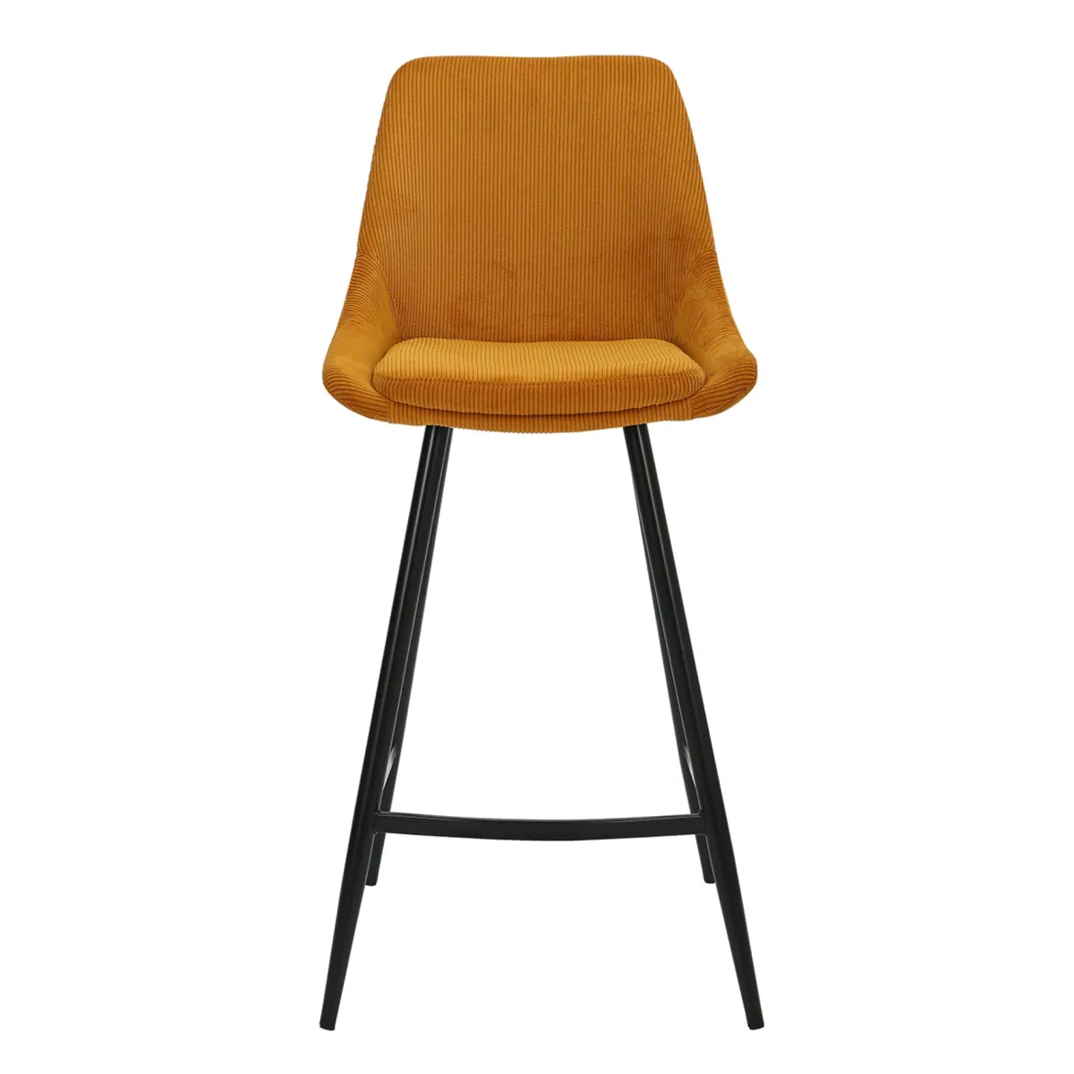 Set di 2 sedie per isola centrale con schienale in velluto a coste (Altezza seduta 67cm) Juno Giallo curry