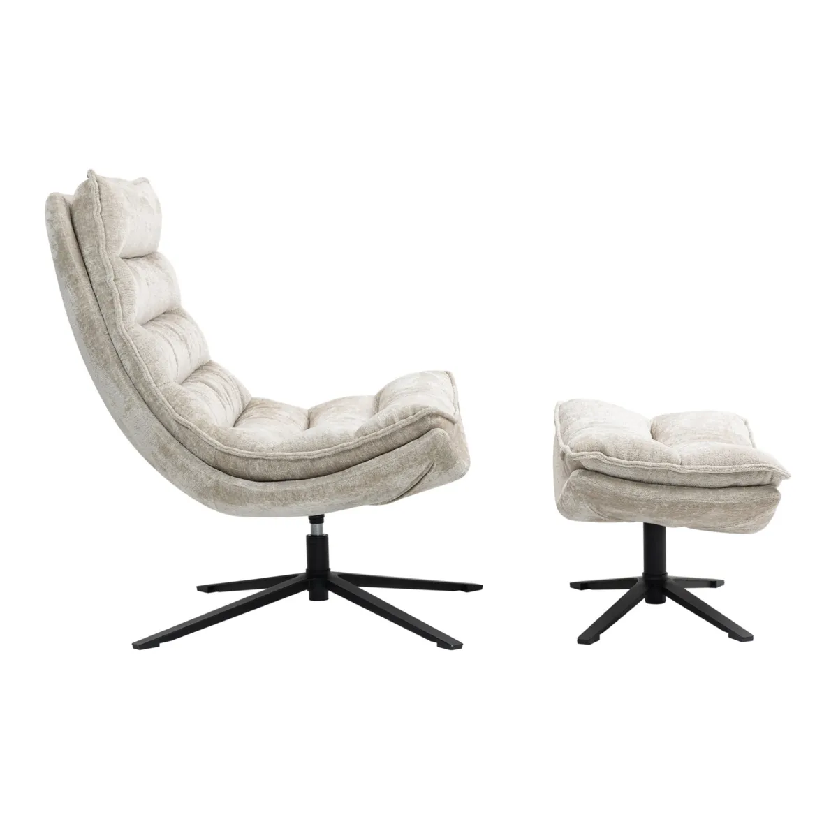 Poltrona girevole in tessuto (seduta 45 cm) Brava Beige
