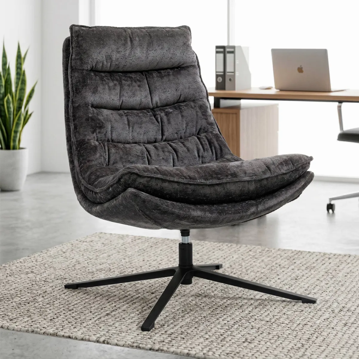 Poltrona girevole in tessuto (seduta 45 cm) Brava Grigio scuro
