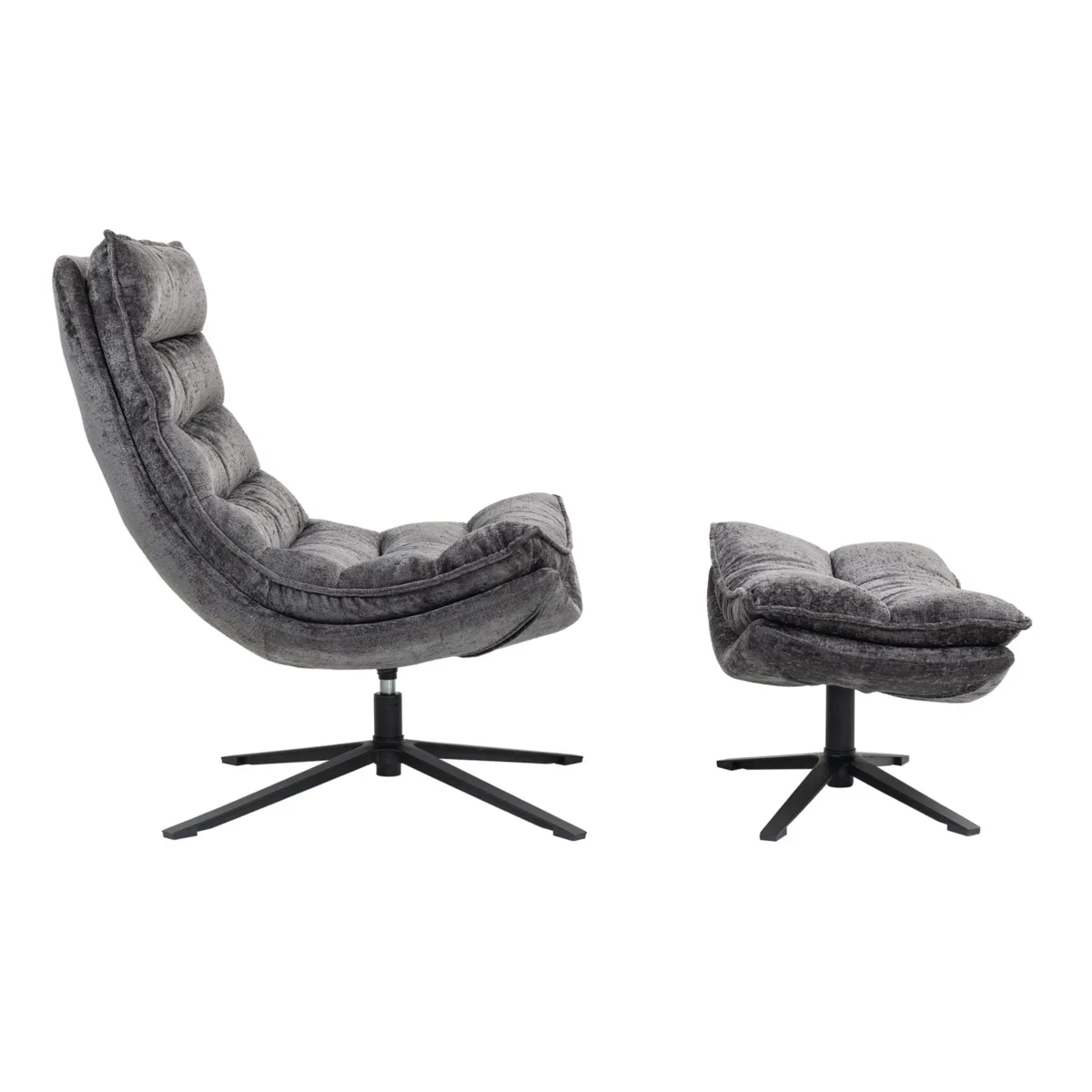 Poltrona girevole in tessuto (seduta 45 cm) Brava Grigio scuro
