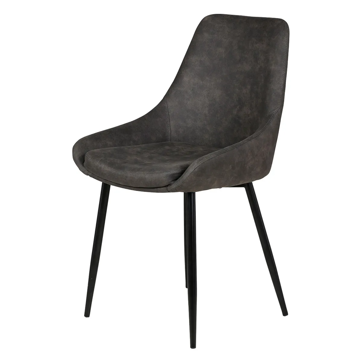 Set di 2 sedie da pranzo in ecopelle (seduta 47 cm) Juno Grigio scuro