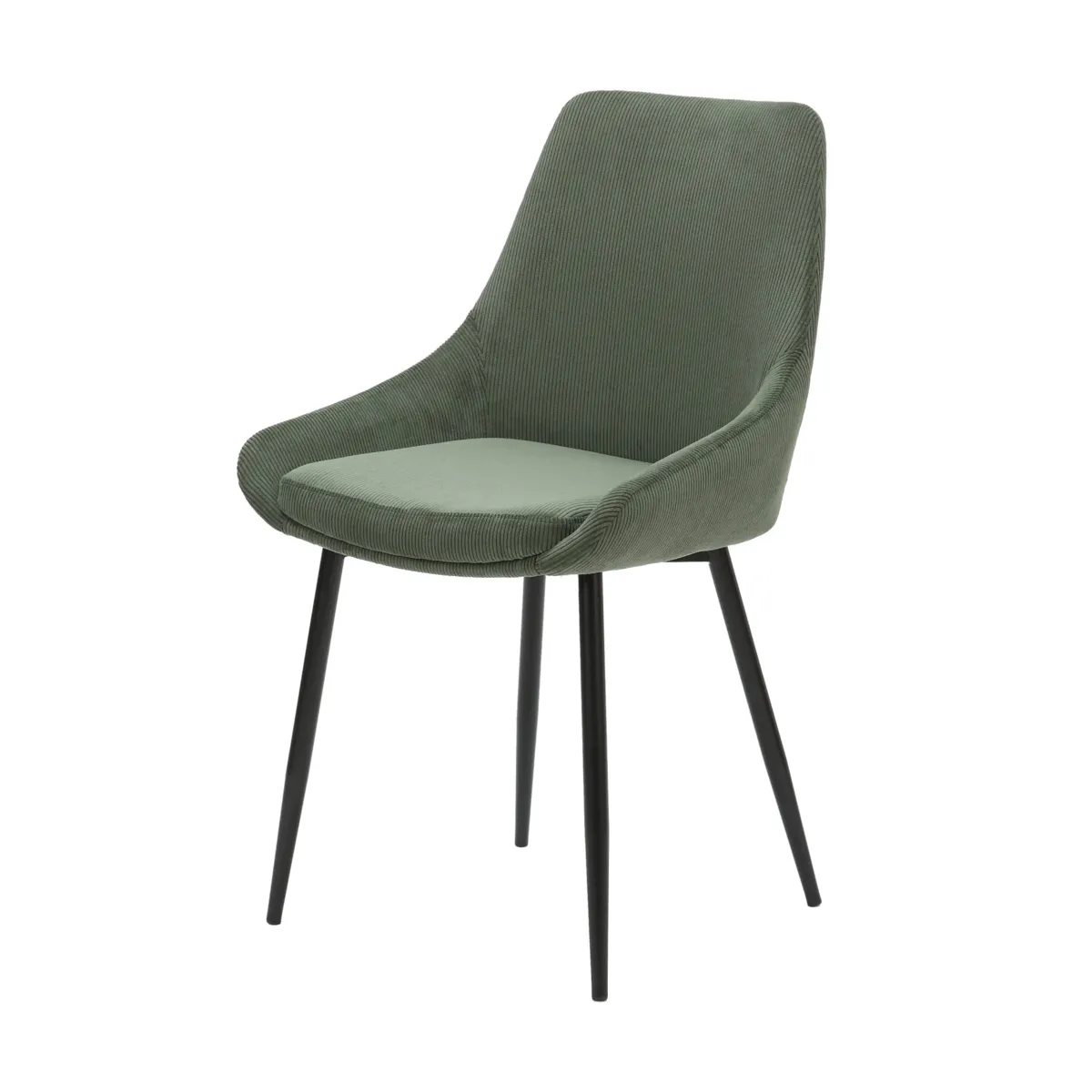 Set di 2 sedie da pranzo in velluto a coste (seduta 47 cm) Juno Verde cachi