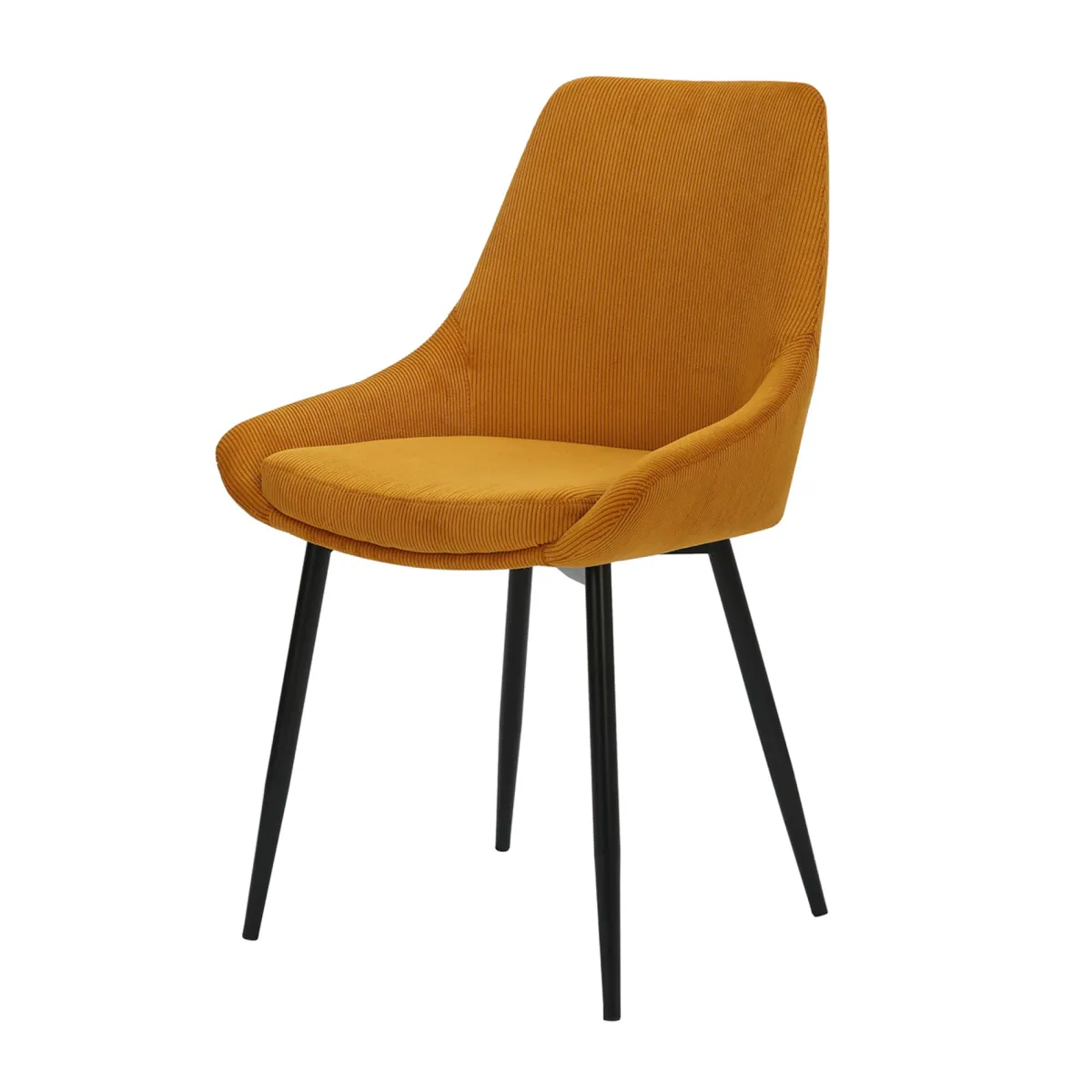 Set di 2 sedie da pranzo in velluto a coste (Altezza seduta 47 cm) Juno Giallo curry