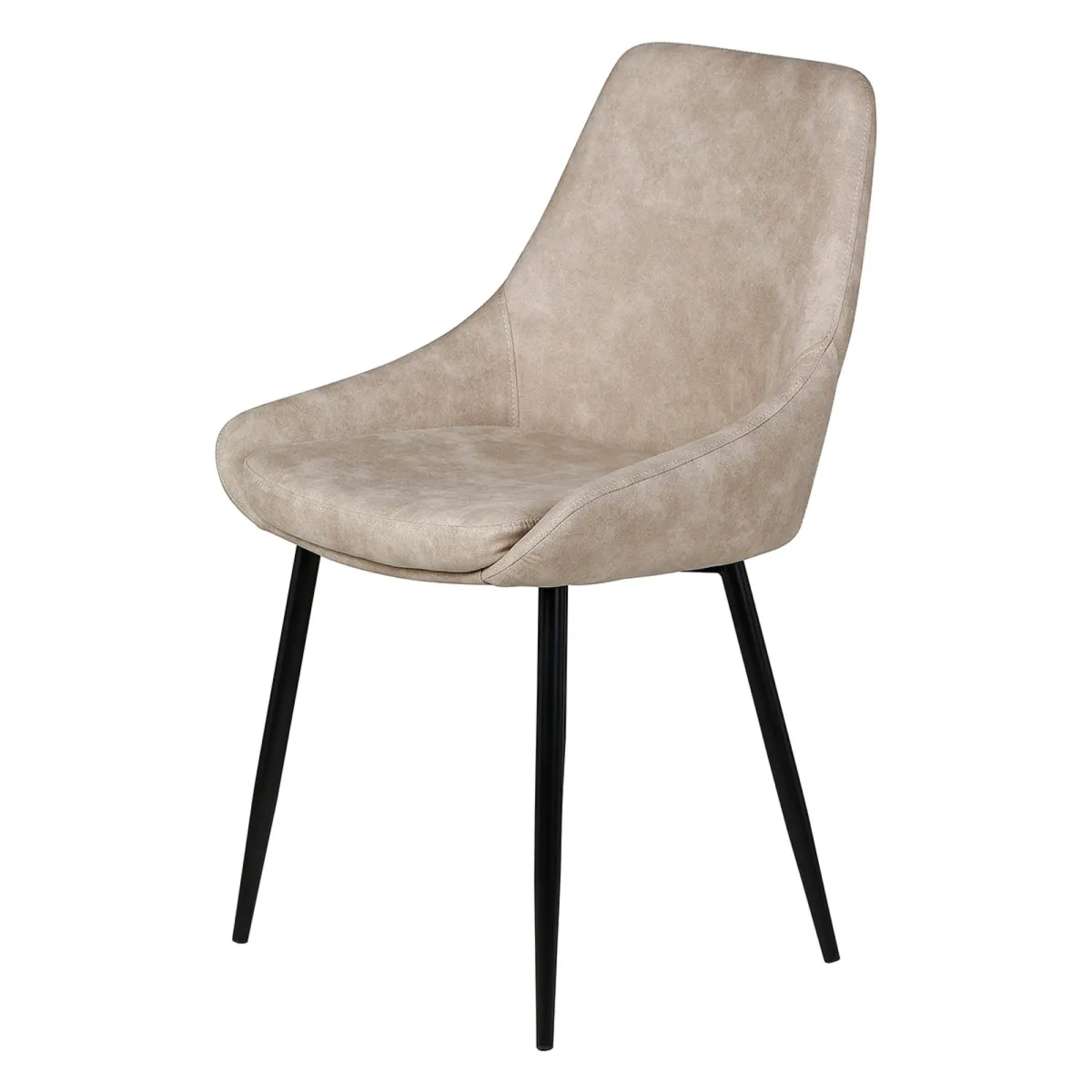 Set di 2 sedie da pranzo in effetto camoscio (seduta 47 cm) Juno Beige