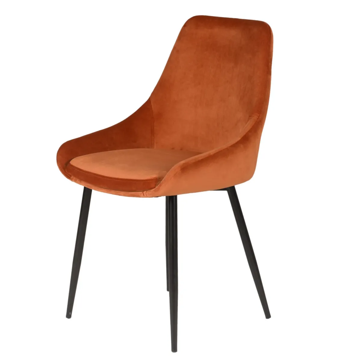 LOT DE 2  Chaise en velours cognac - L x P x H : 48 x 55 x 84 cm BARI