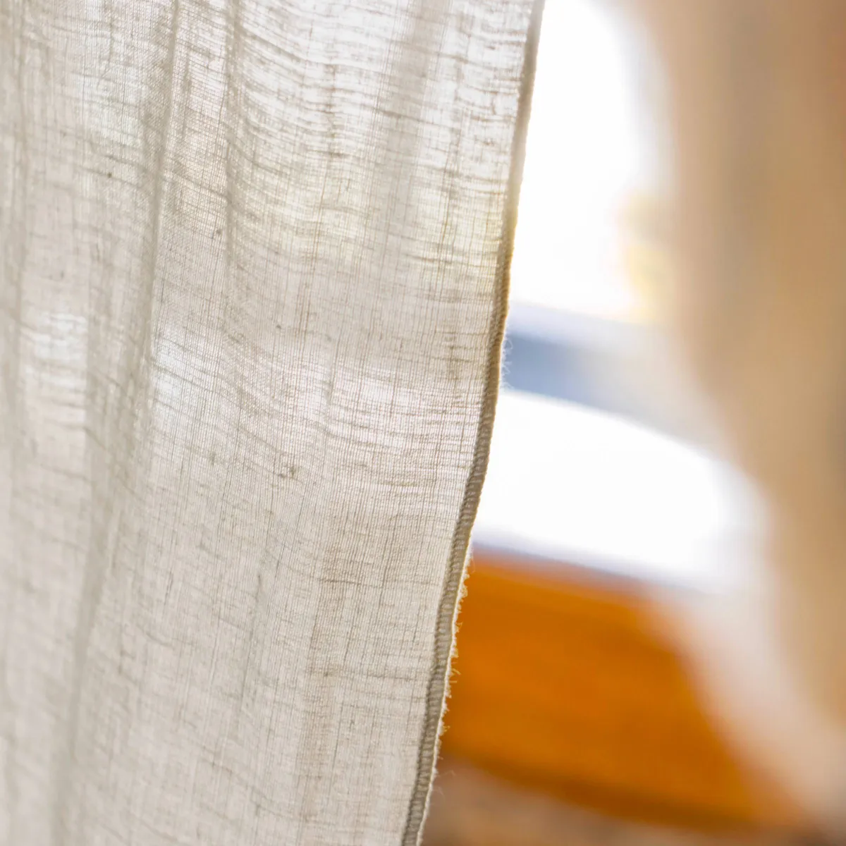 Justerbart vasket linned gardin (140 x max 270 cm) Louise Beige