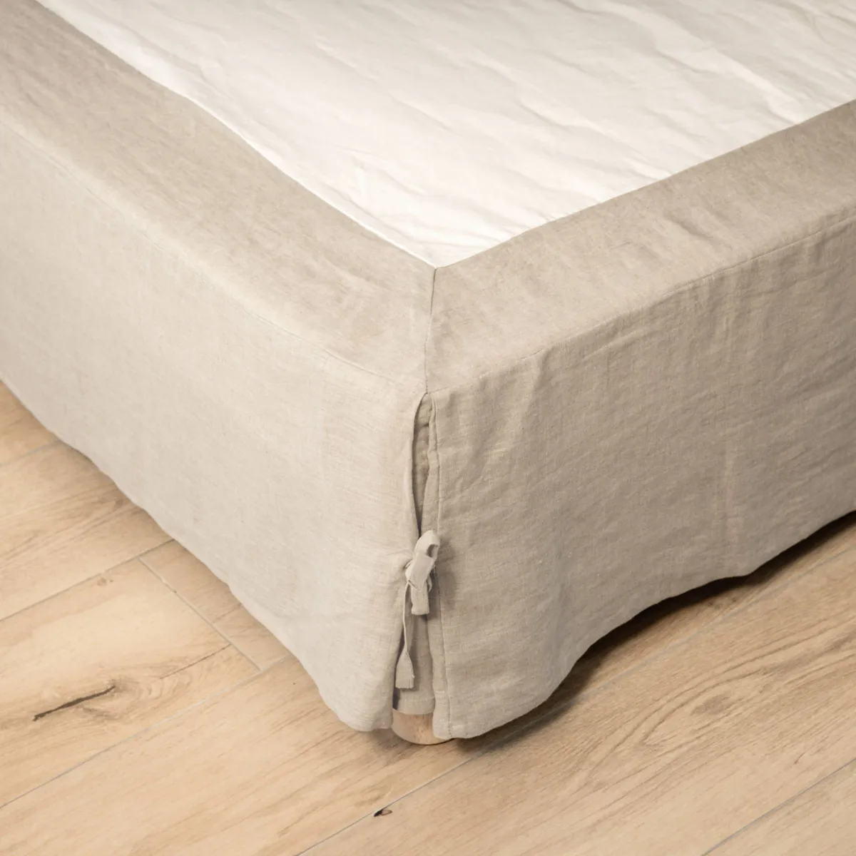 Cache-sommier lin lavé (160 x 200 cm) Louise Beige 1