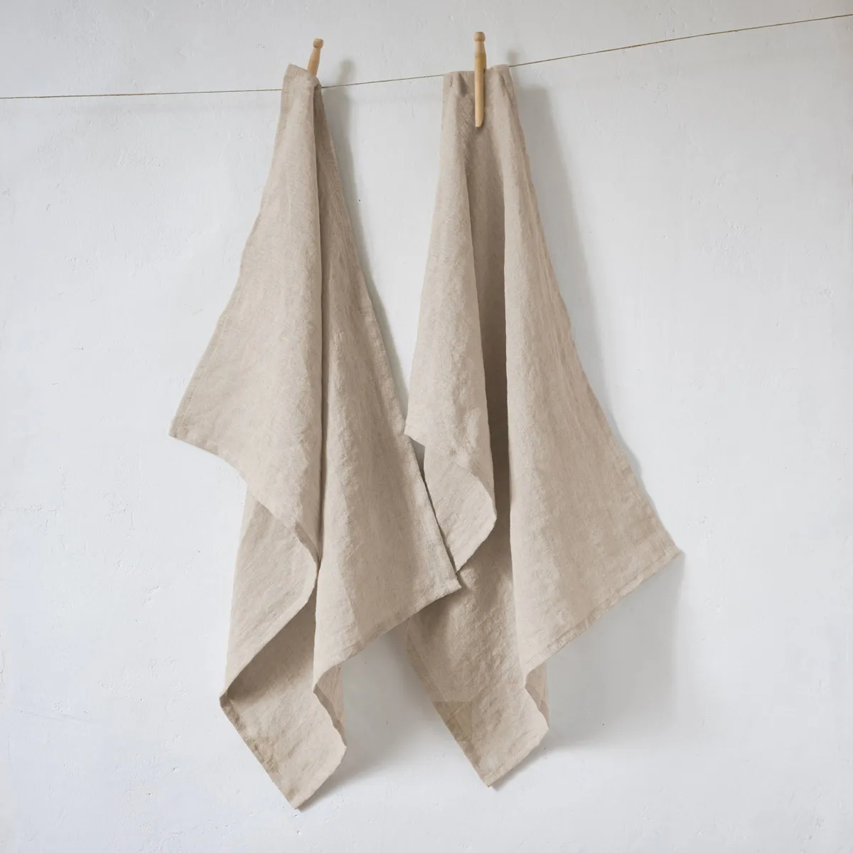 Set di 2 strofinacci lino lavato (70 cm) Louise Beige