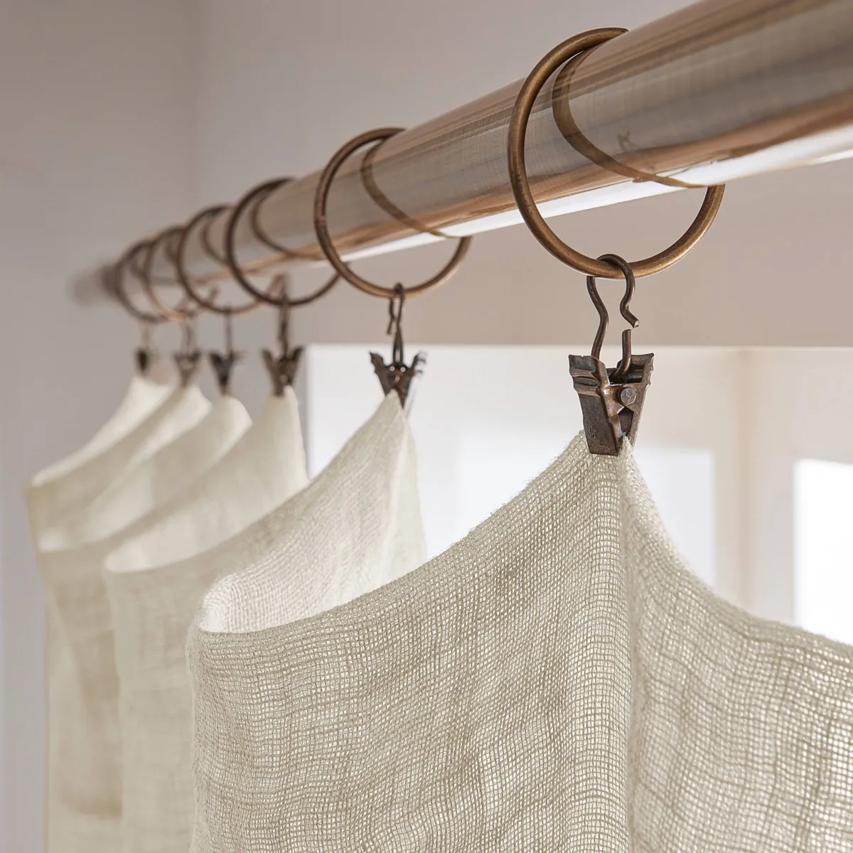 Tenda regolabile in lino lavato (140 x max 270 cm) Louise Beige