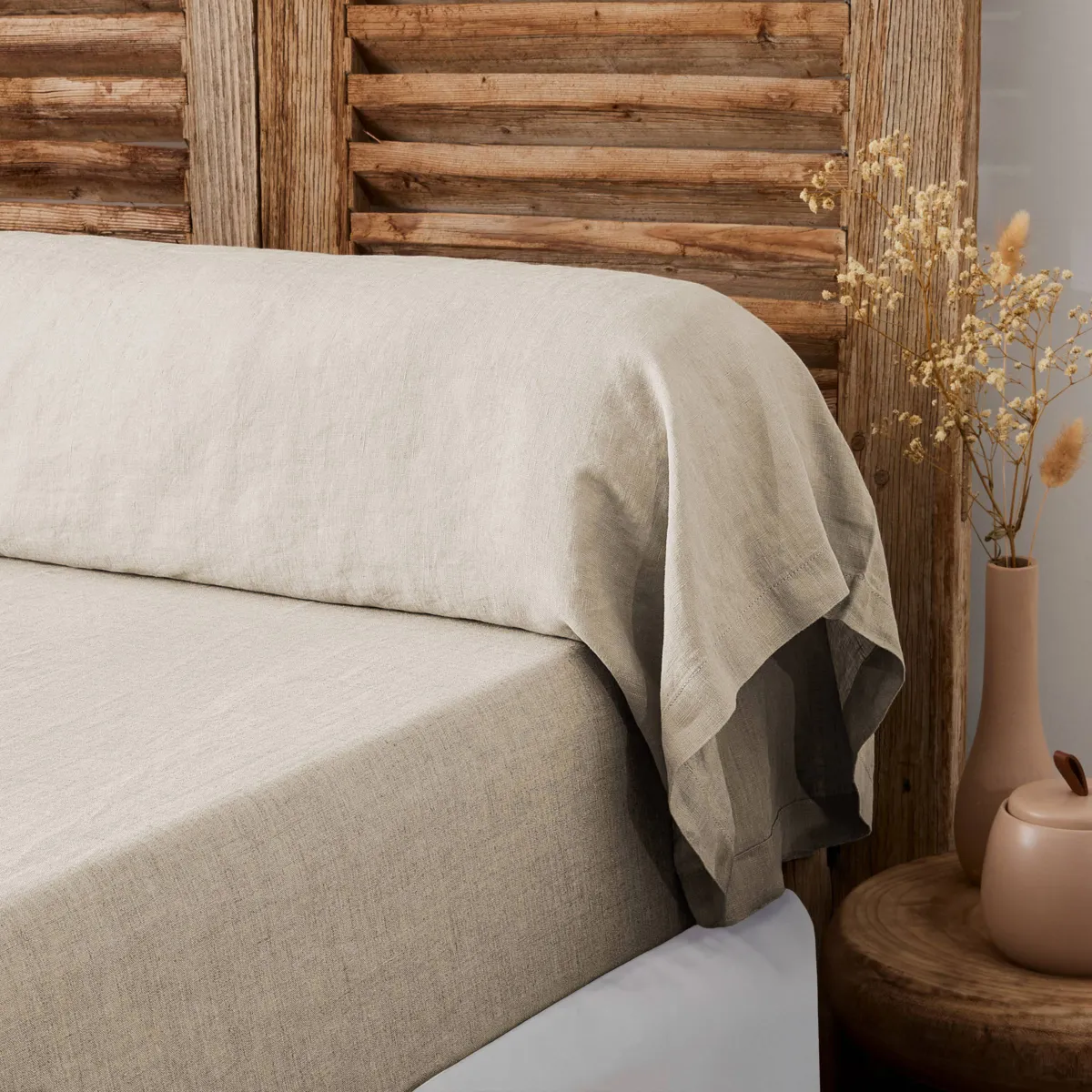 Federa per cuscino a rullo in lino lavato (L 185 cm) Louise Beige
