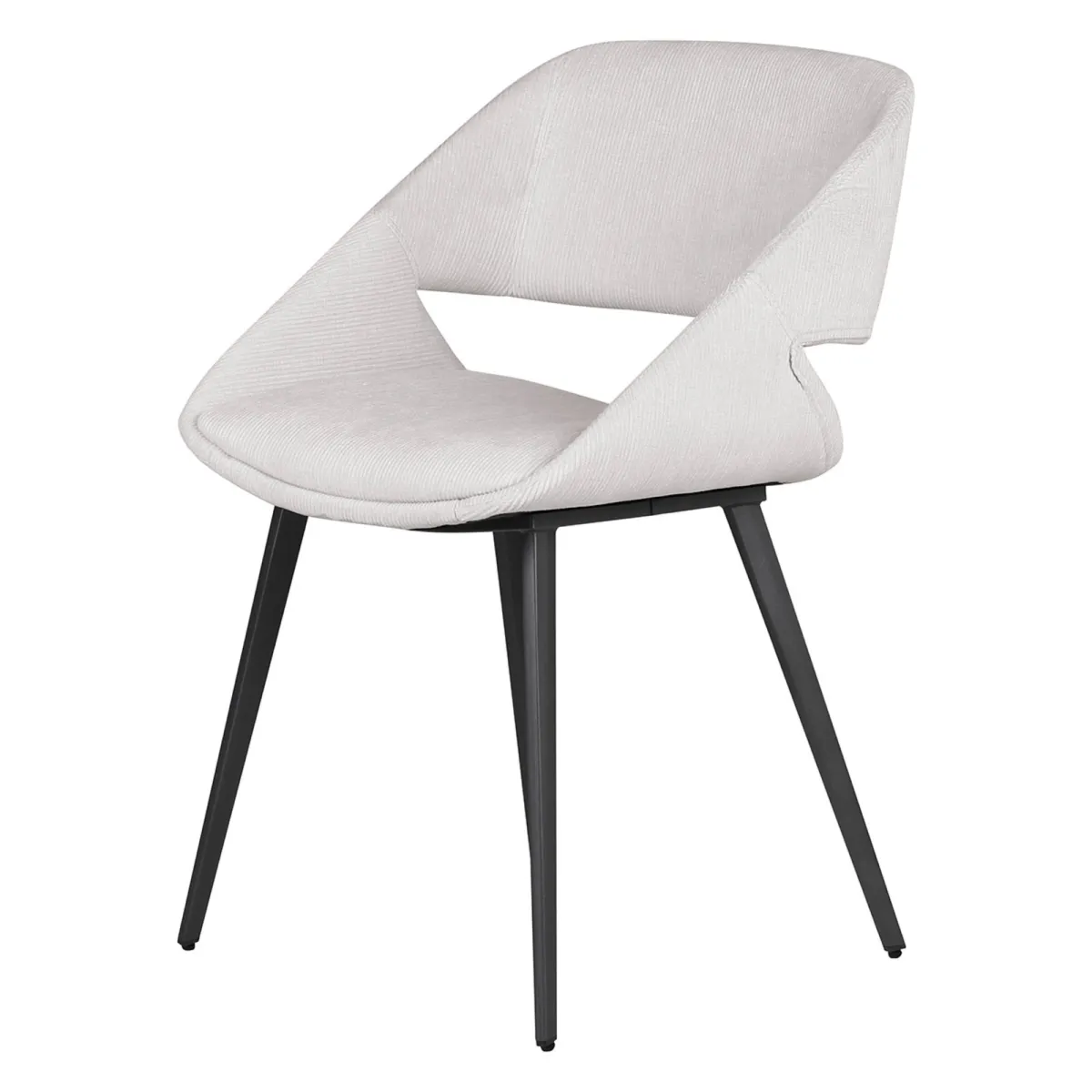 Set di 2 sedie da pranzo in velluto a coste (seduta 49 cm) Orka Ecru