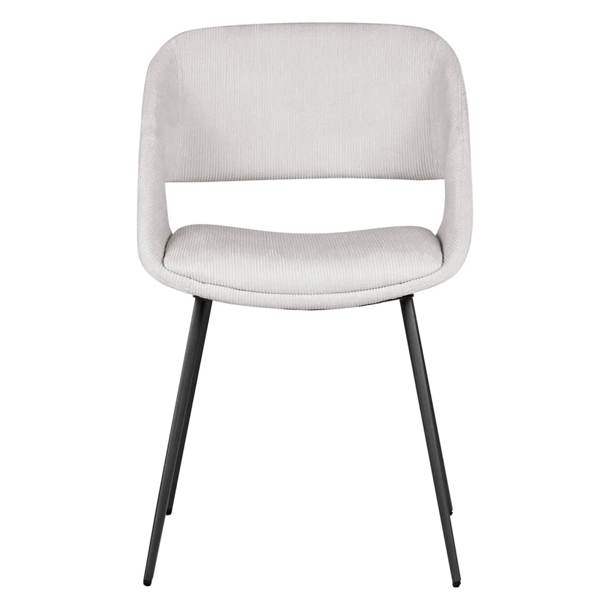 Set di 2 sedie da pranzo in velluto a coste (seduta 49 cm) Orka Ecru