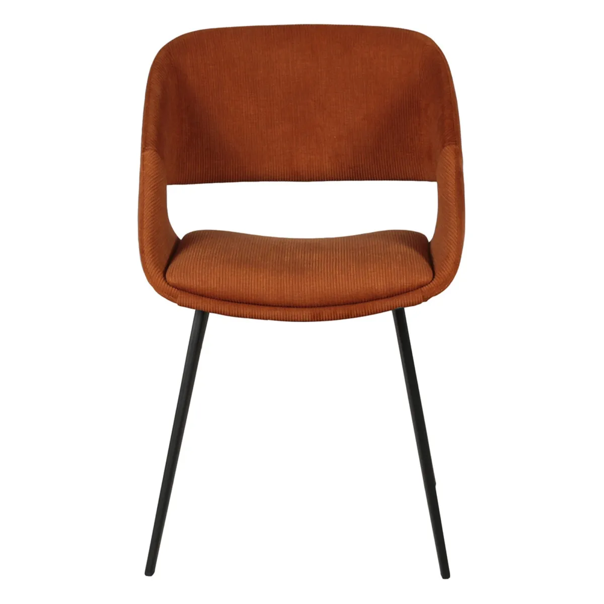 Lot de 2 chaises de salle à manger velours côtelé (Assise 49 cm) Orka Cognac
